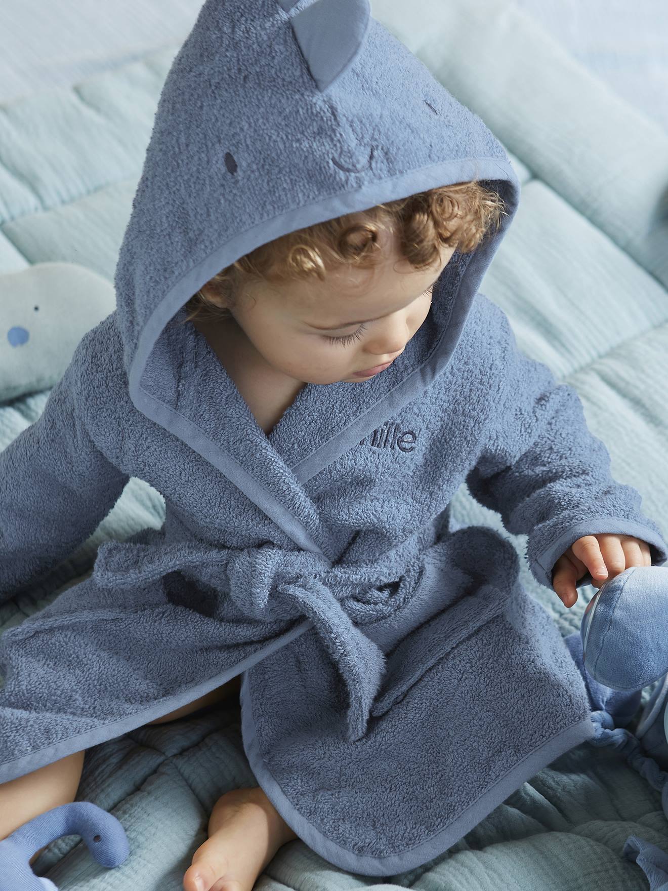 Peignoir bébé PETIT DINO bleu