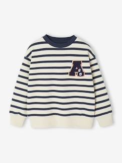 -Sweat larges rayures garçon badge en bouclettes