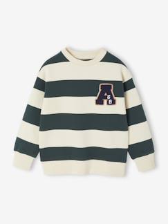 -Sweat larges rayures garçon badge en bouclettes