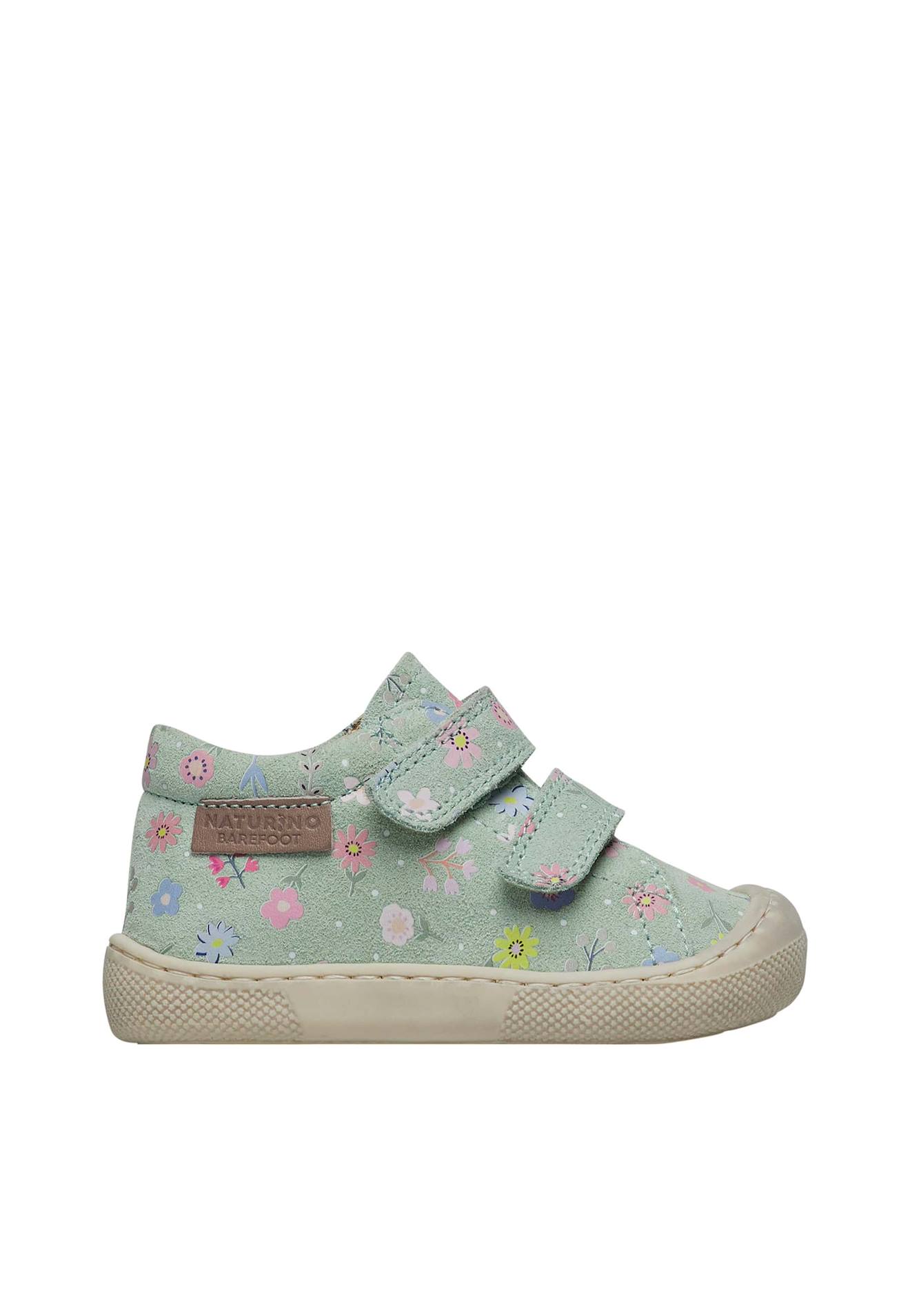 Chaussures Barefoot En Suède Avec Imprimé Fleurs Barefoot Amur Vl Vert Menthe