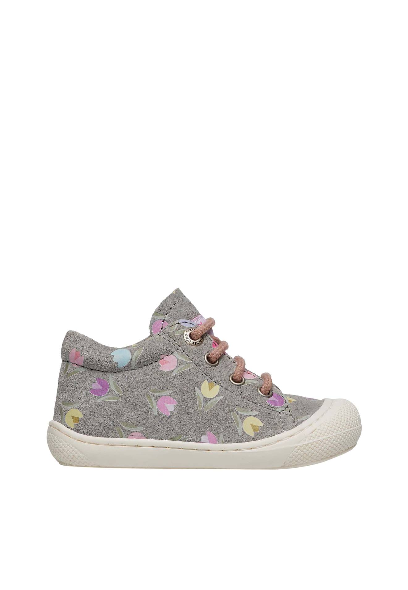 Chaussures Premiers Pas En Suède Avec Imprimé Tulipes Cocoon Gris