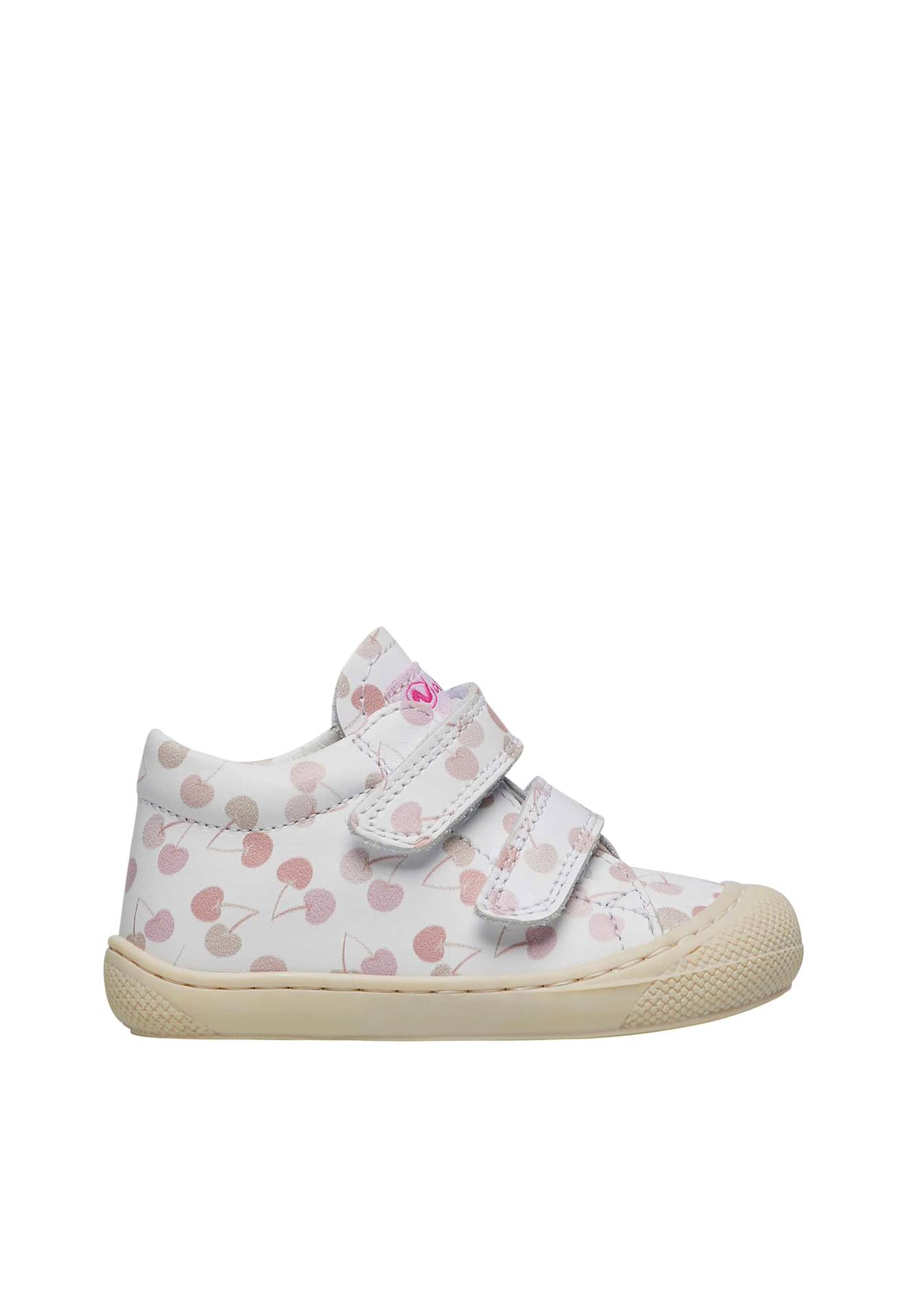 Chaussures Premiers Pas En Cuir Avec Imprimé Cerises Cocoon Vl Blanc-rose