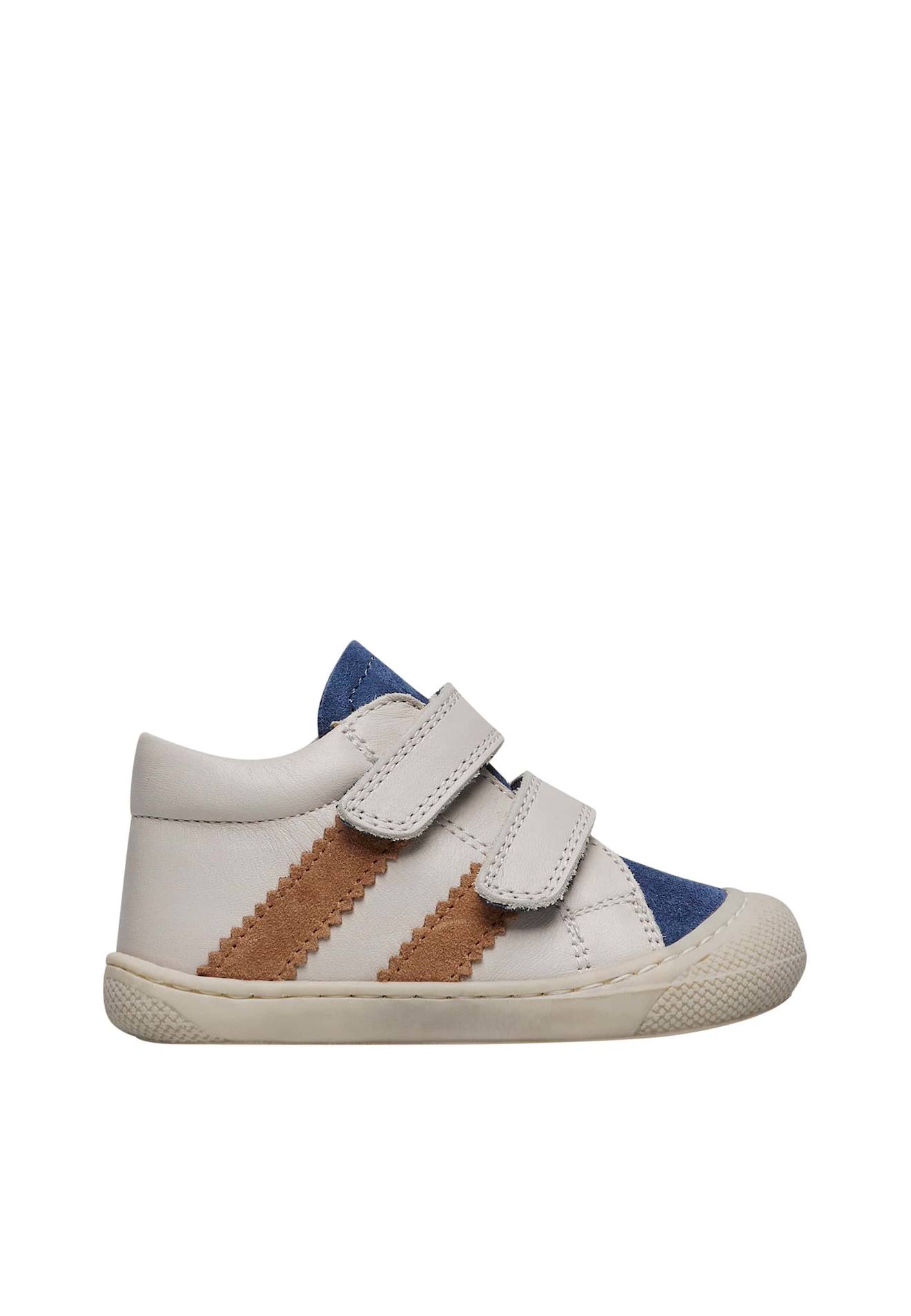 Chaussures Premiers Pas En Cuir Et Suède Macks 2 Vl Blanc-bleu