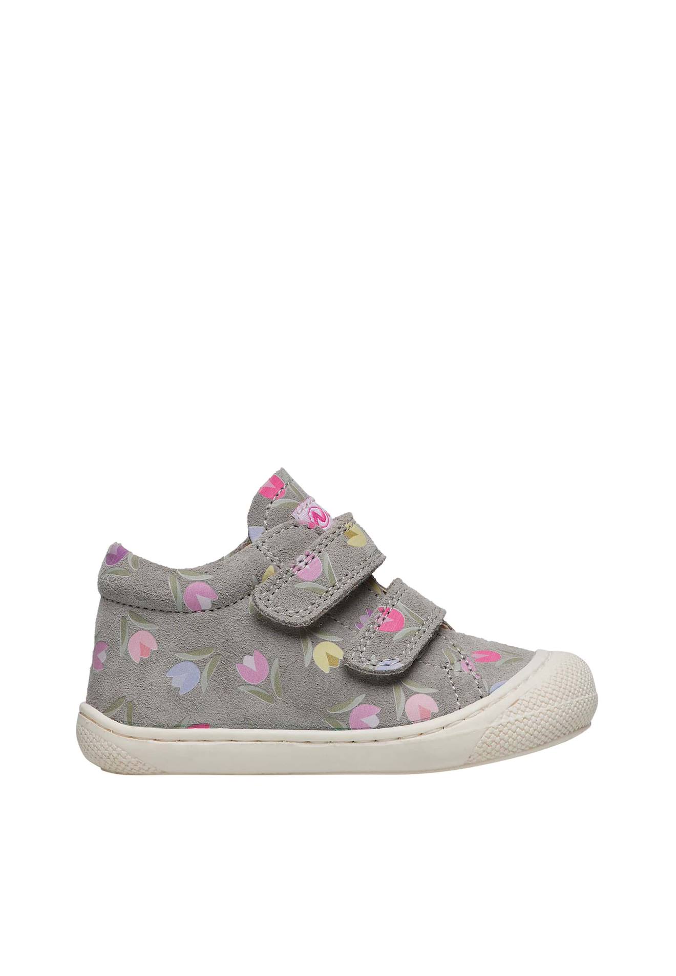 Chaussures Premiers Pas En Suède Avec Imprimé Tulipes Cocoon Vl Gris