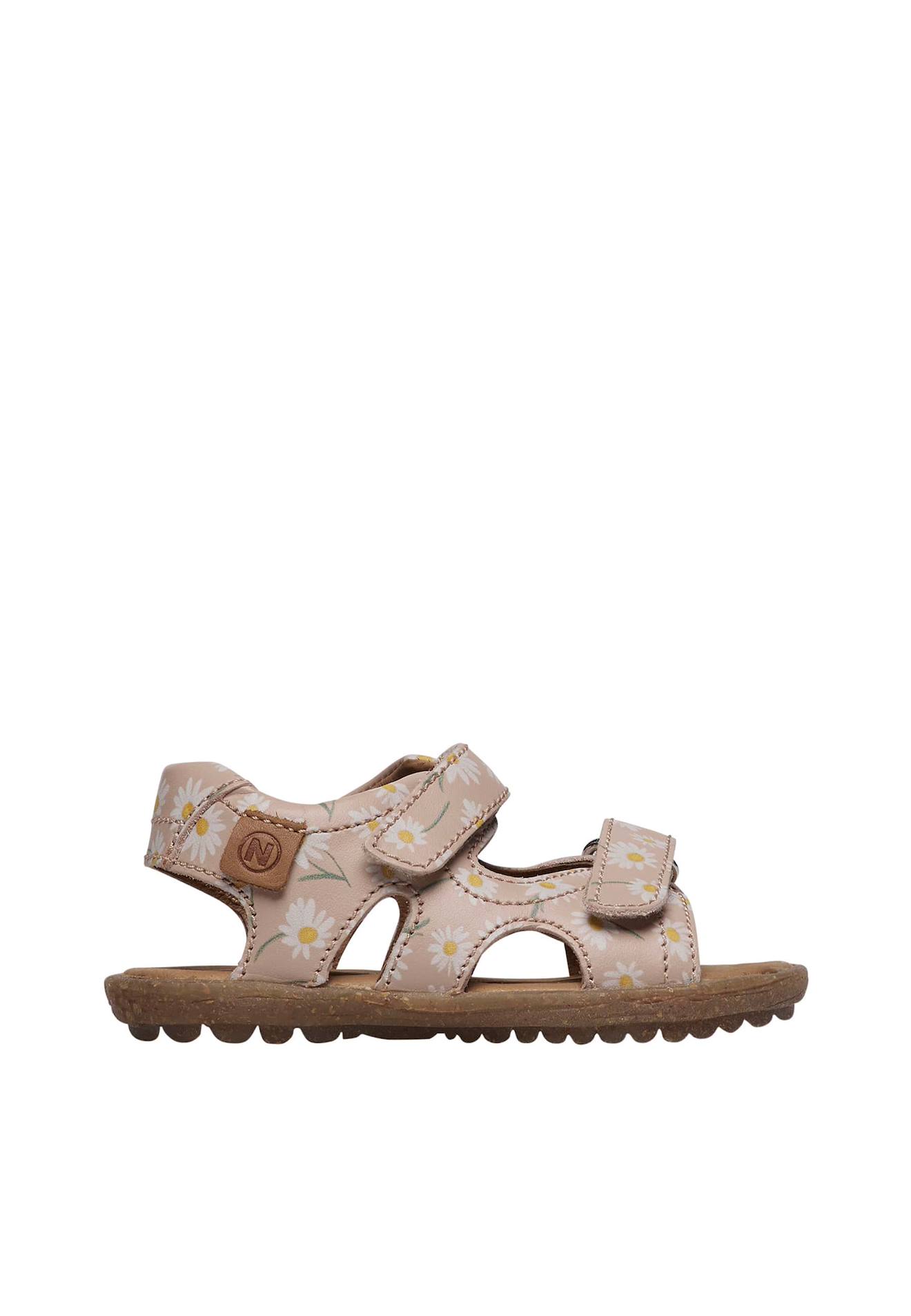 Sandales En Cuir Avec Imprimé Marguerites Sky Rose Poudré