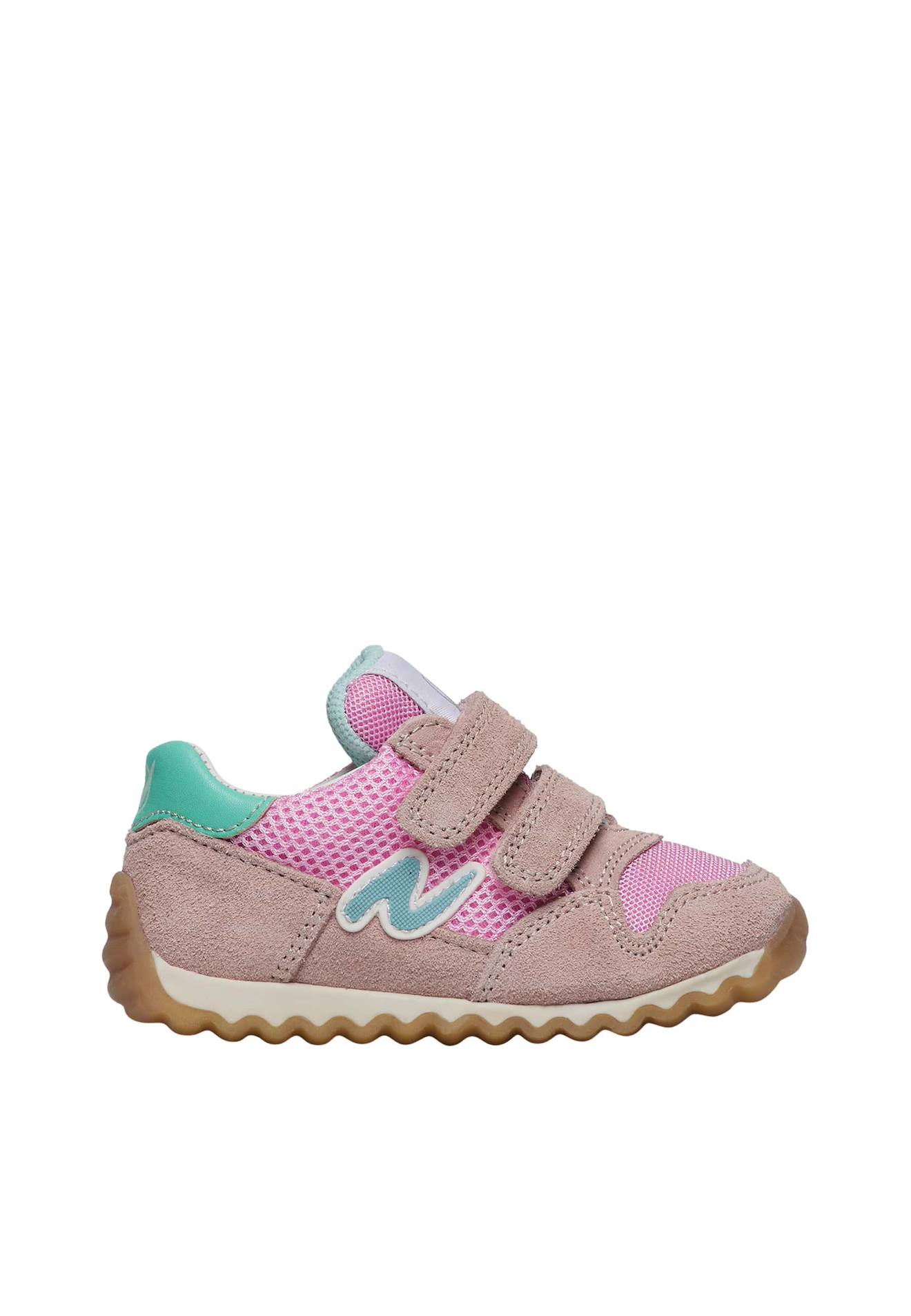 Baskets En Cuir Et Tissu Sammy 2 Vl. Rose-bleu Ciel