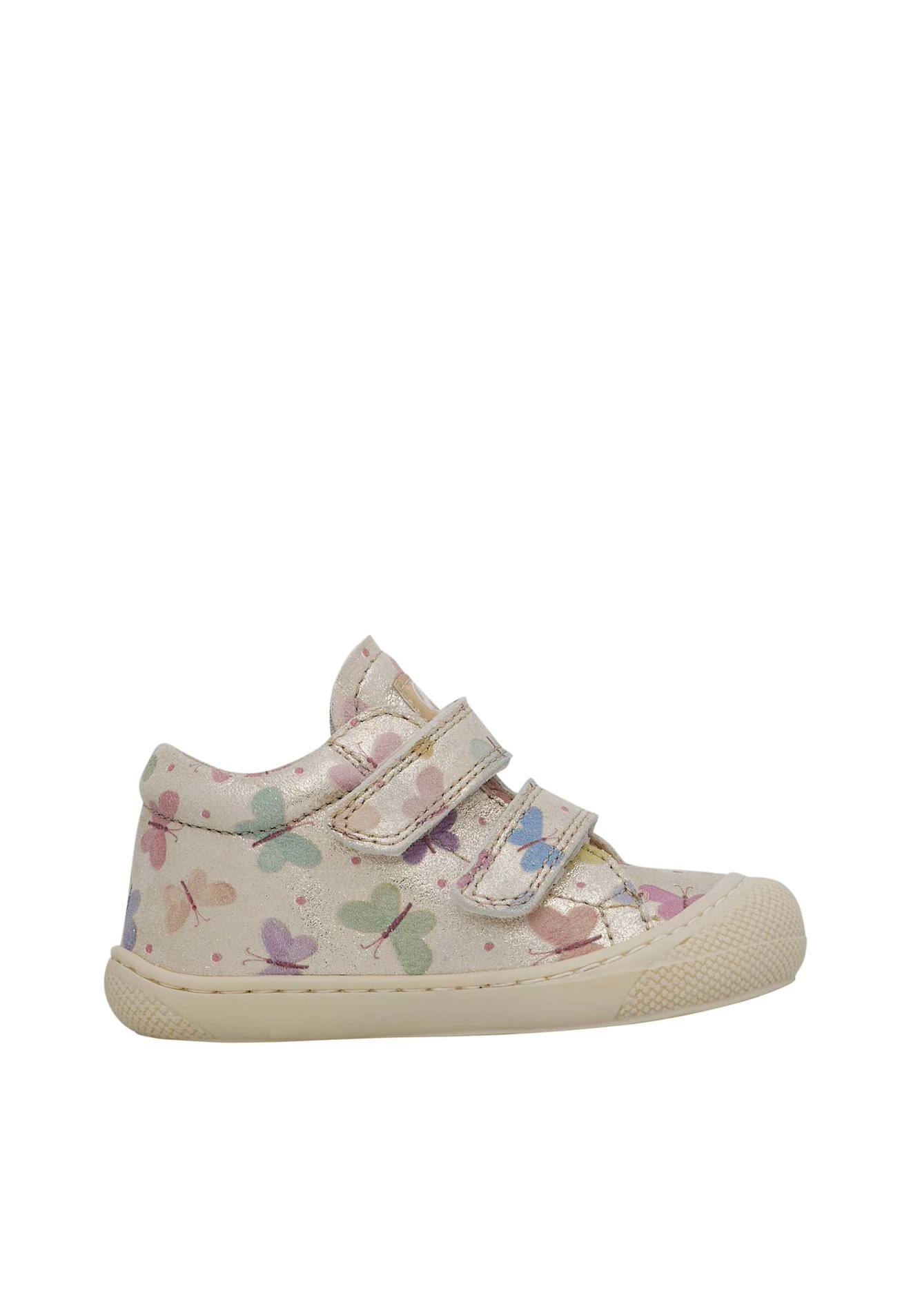 Chaussures Premiers Pas En Cuir Laminé Avec Imprimé Papillons Cocoon Vl Platine