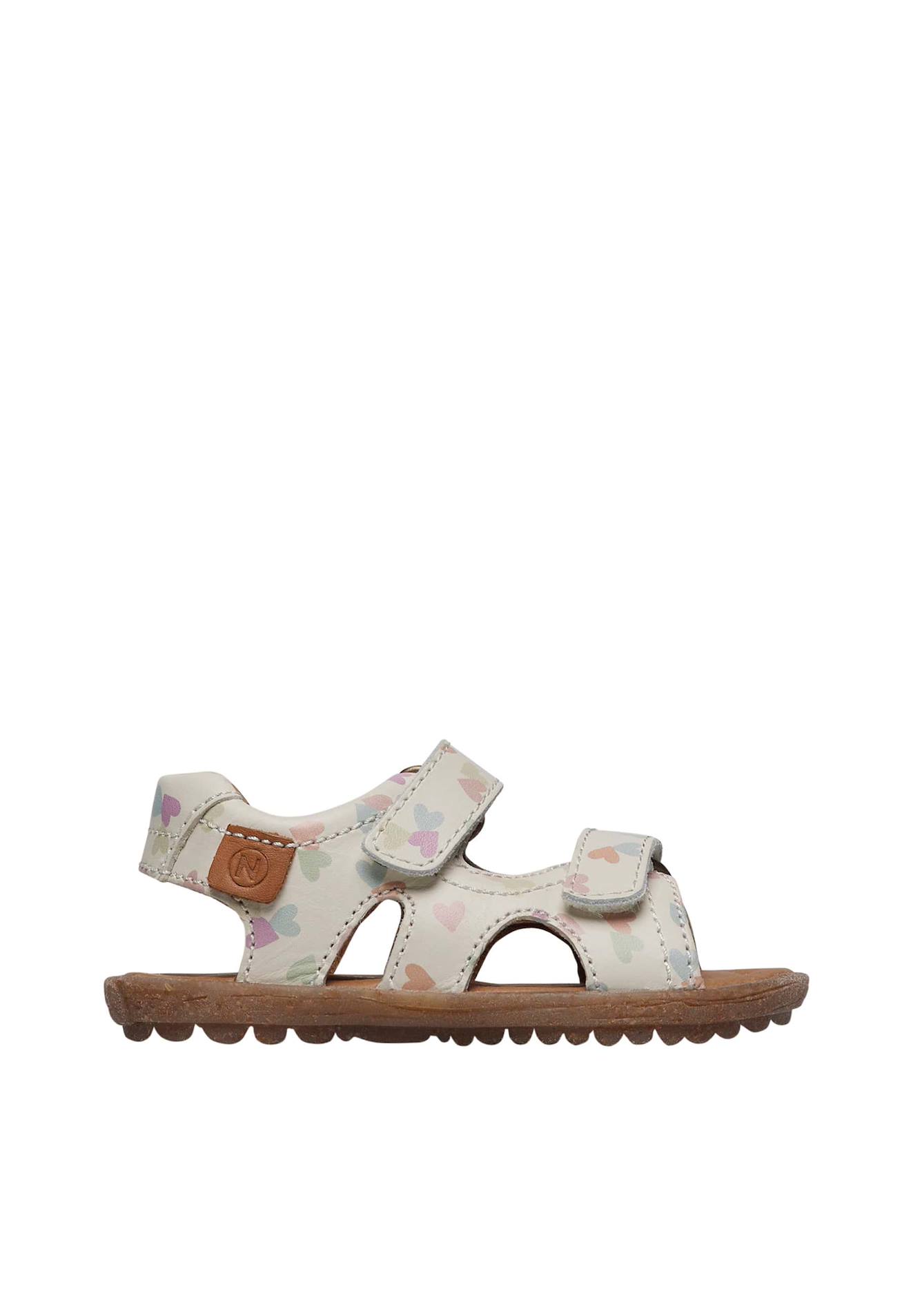 Sandales En Cuir Avec Imprimé Coeur Sky Blanc Crème