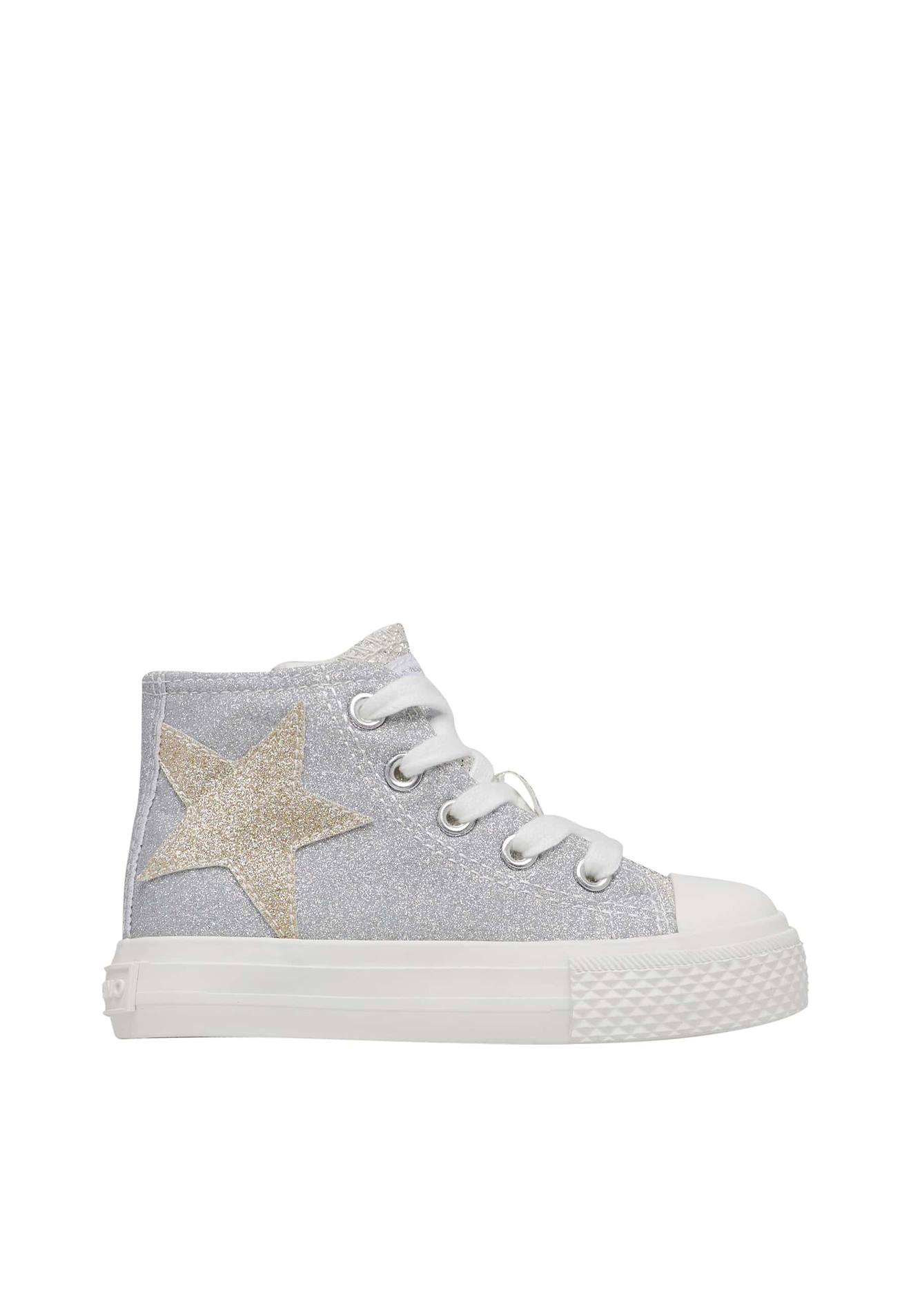 Baskets À La Cheville En Tissu Avec Paillettes Ylfas Star. Argent