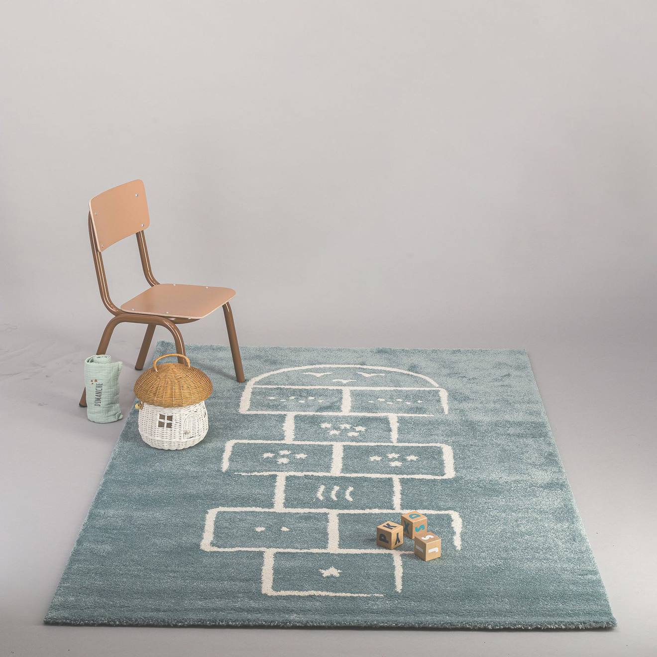 Tapis Enfant Doux Et Ludique Marelle Bleu (Afk Living) - Image 1