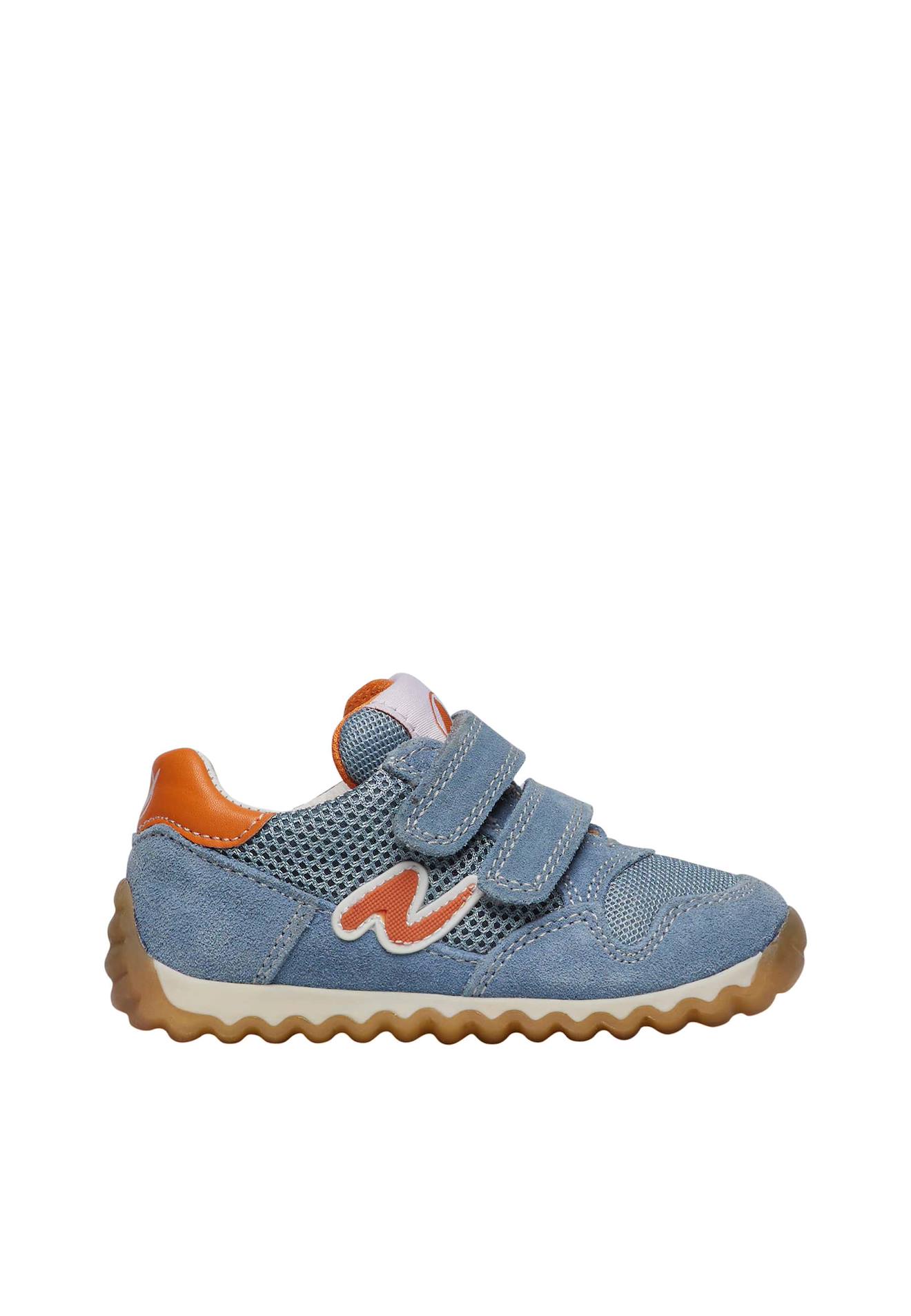 Baskets En Cuir Et Tissu Sammy 2 Vl. Orange-bleu