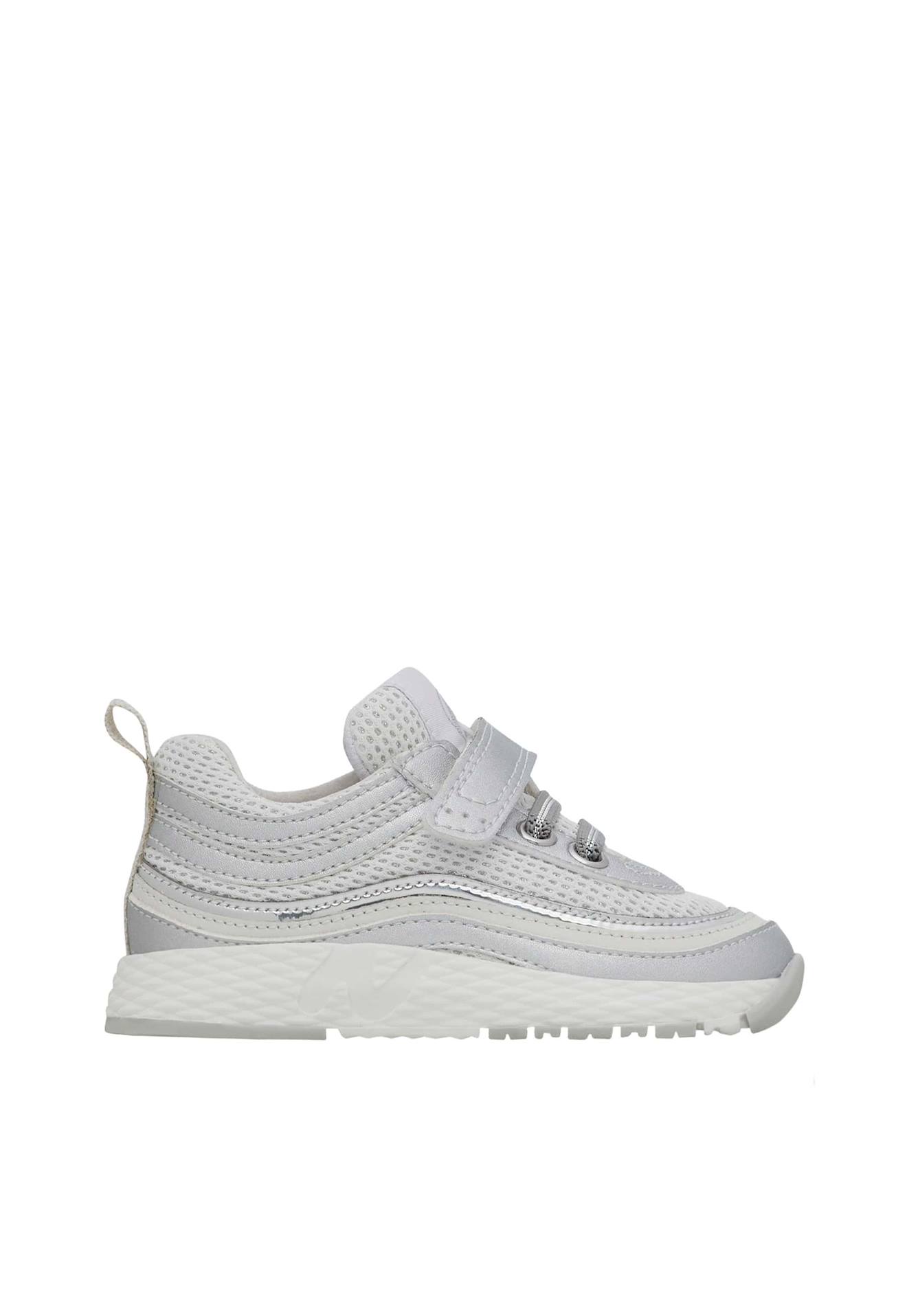 Baskets En Cuir Métallisé Et Tissu Miska Vl. Blanc