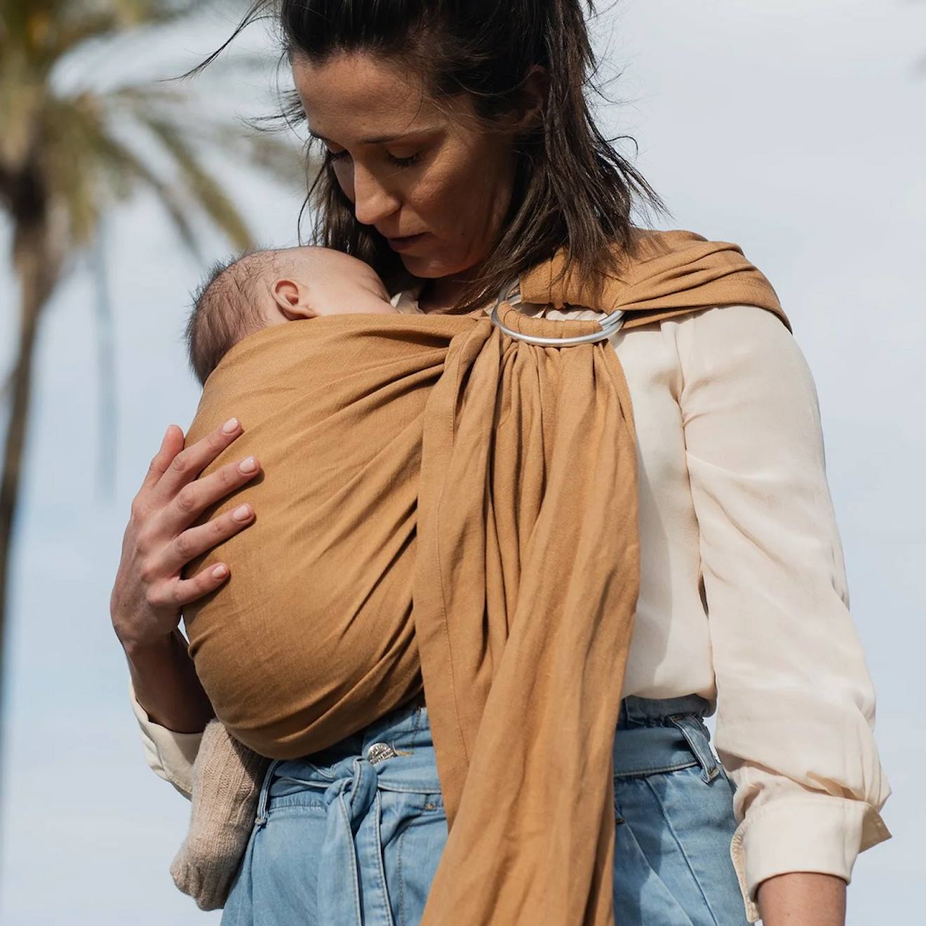 Porte-bébé Boba Ring Sling En Lin Rye Marron