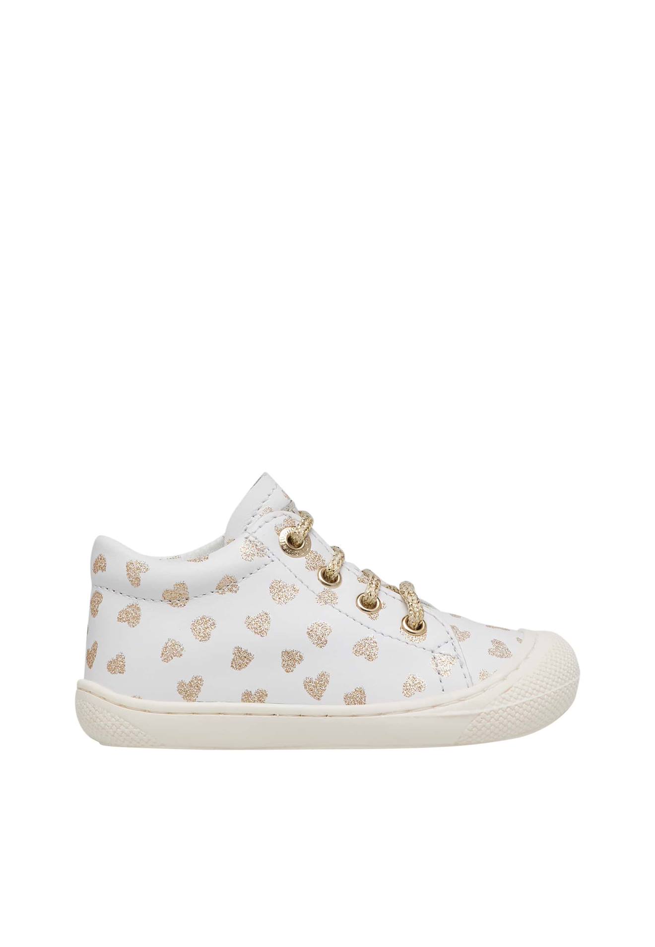 Chaussures En Cuir Avec Couer Pailletés Cocoon Blanc-platine