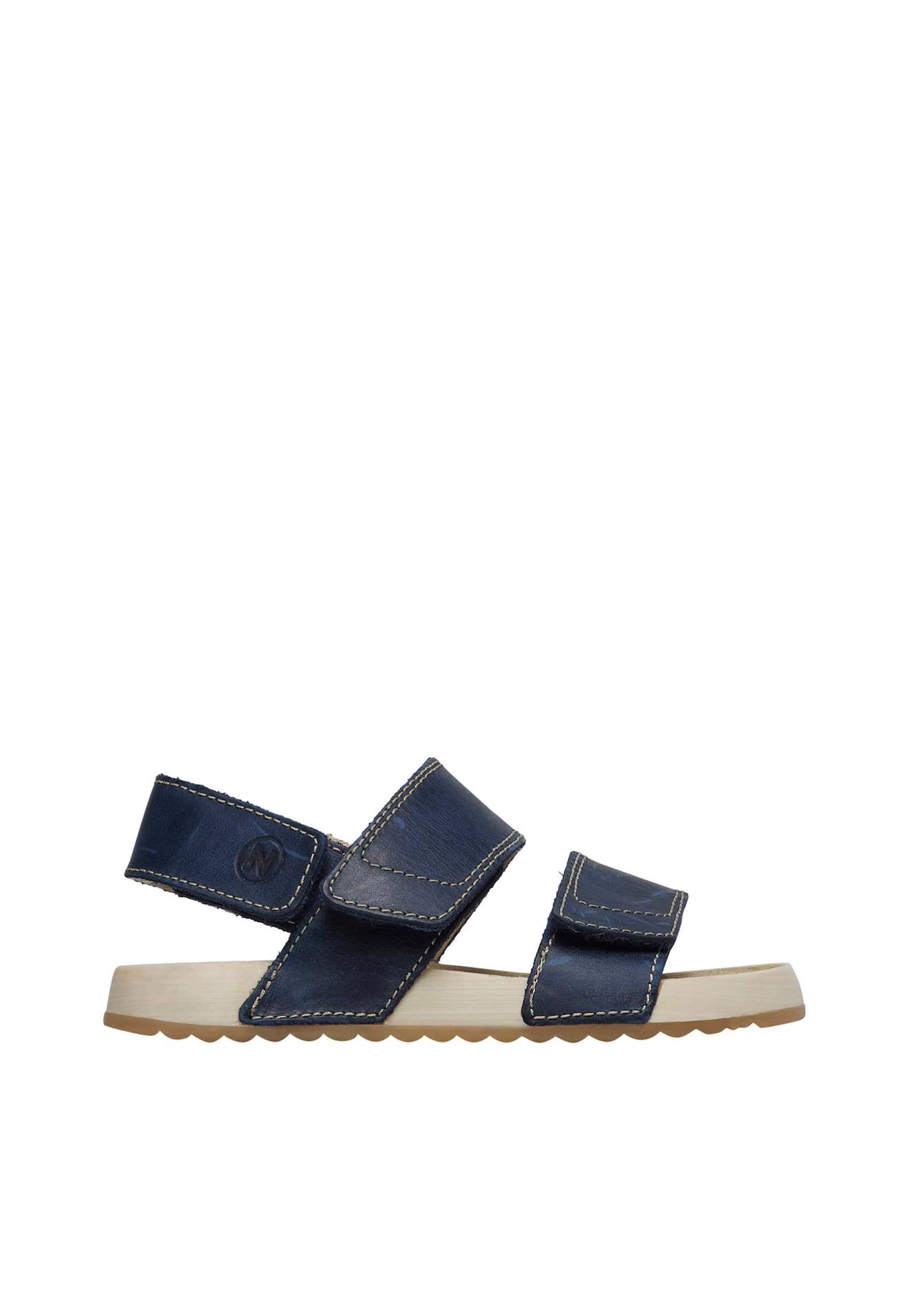 Sandales En Cuir Avec Double Fermeture Scratch Holkas. Marine