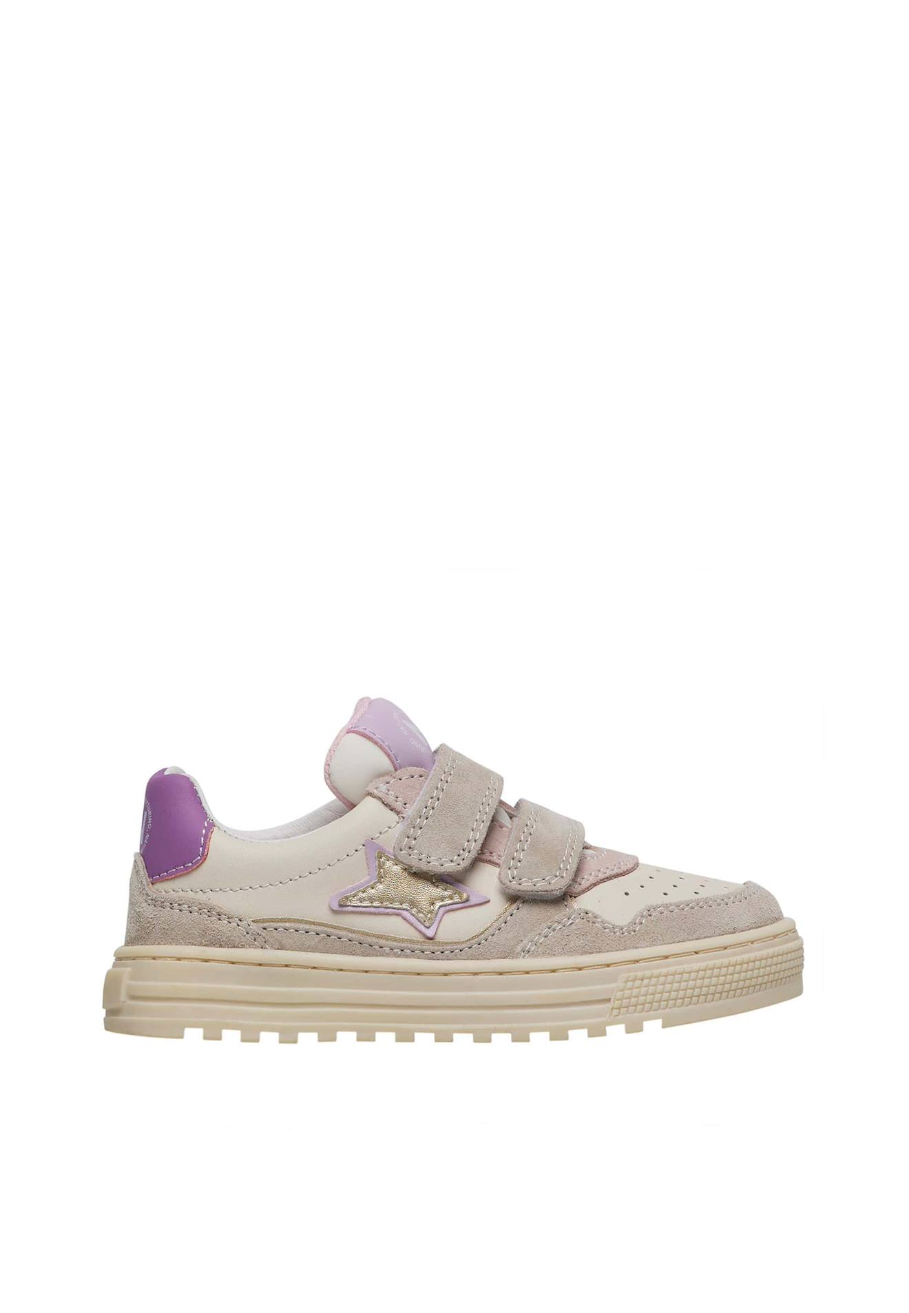 Baskets En Cuir Et Suède Hess 3 Vl. Rose-beige