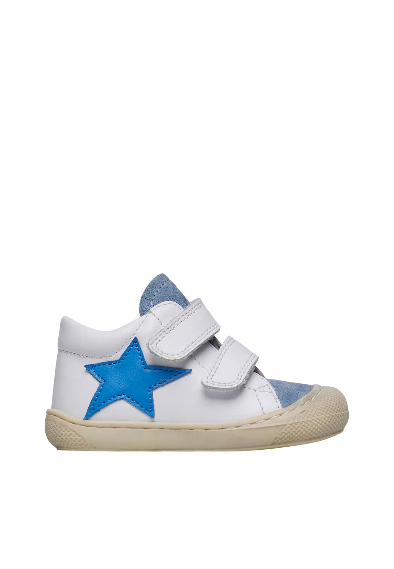 Chaussures Premiers Pas En Cuir Et Suède Kolde Vl Blanc-bleu