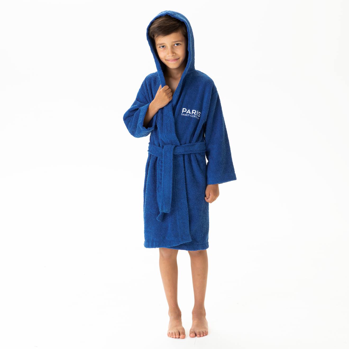 Peignoir Enfant À Capuche 100% Coton, Psg Magique Bleu