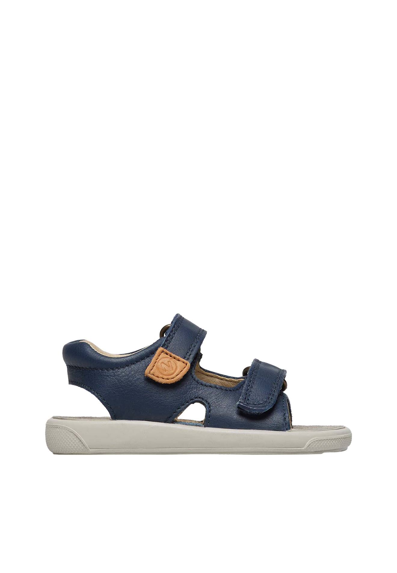 Sandales En Cuir Avec Fermeture Scratch July Marine