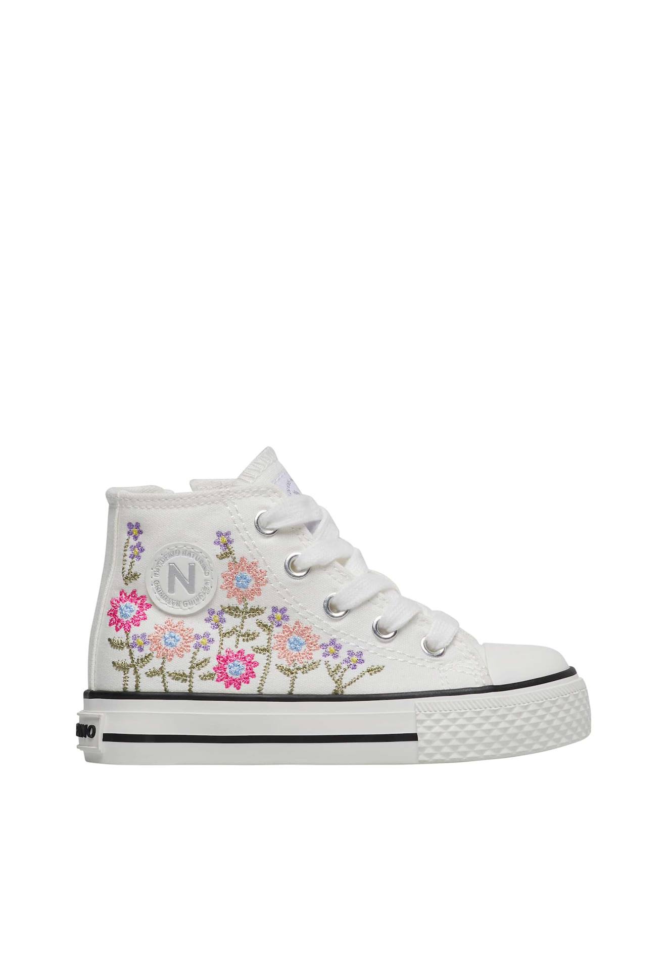 Baskets Montantes En Tissu Avec Fleurs Ylfas. Blanc-rose