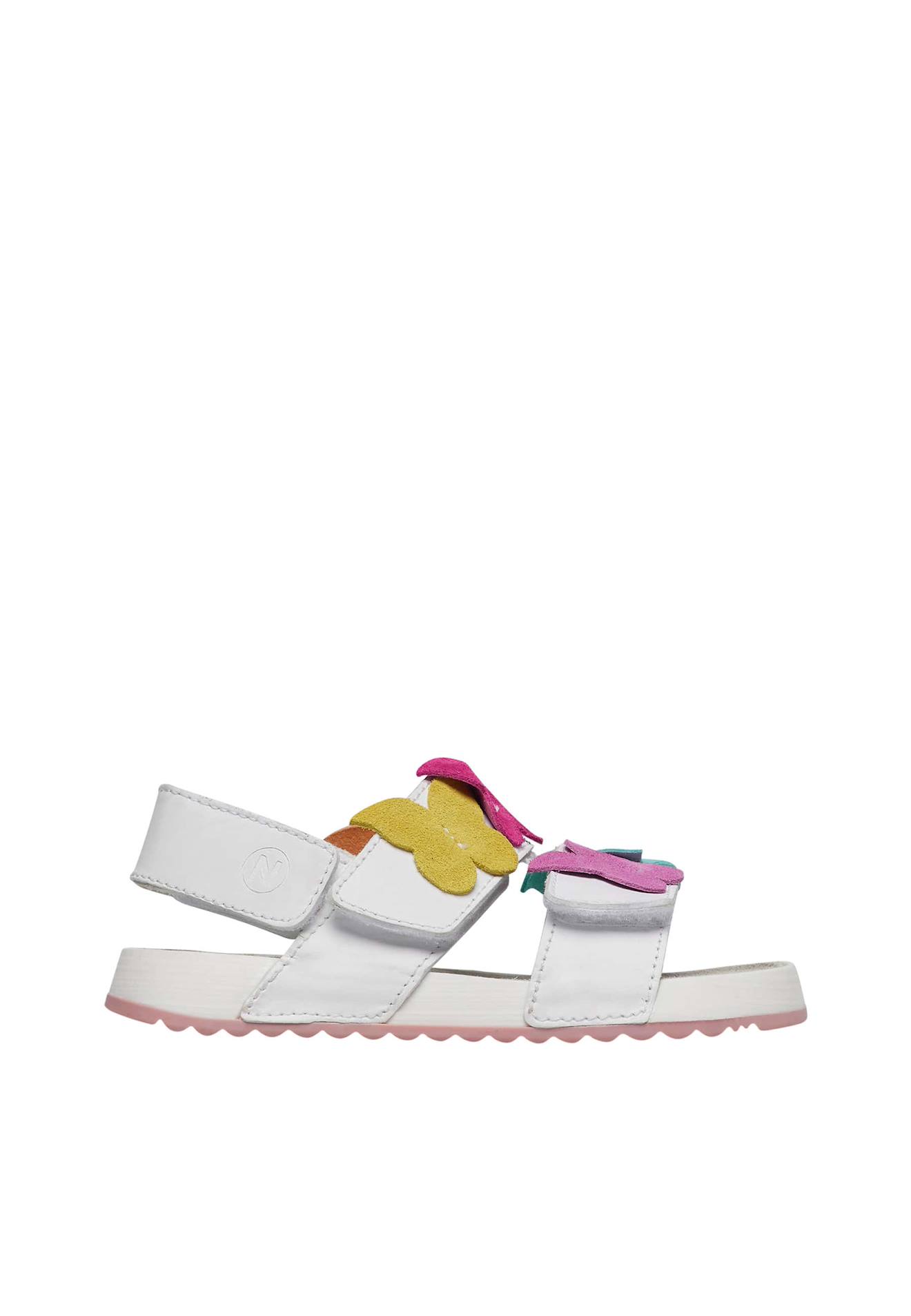 Sandales En Cuir Avec Papillons Appliqués Lovety. Blanc