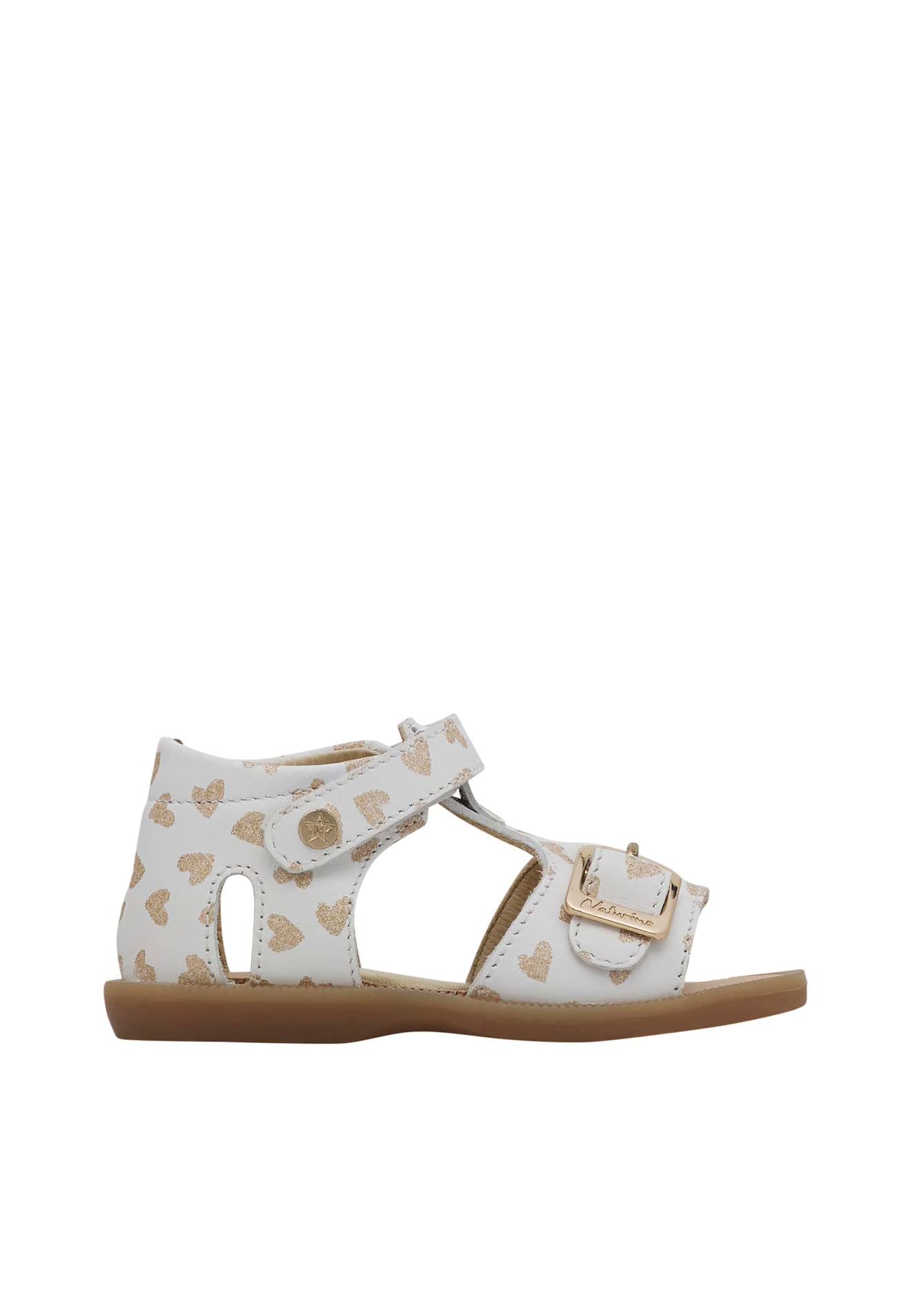 Sandales En Cuir Avec Imprimé Coeur Quarzo Blanc-platine