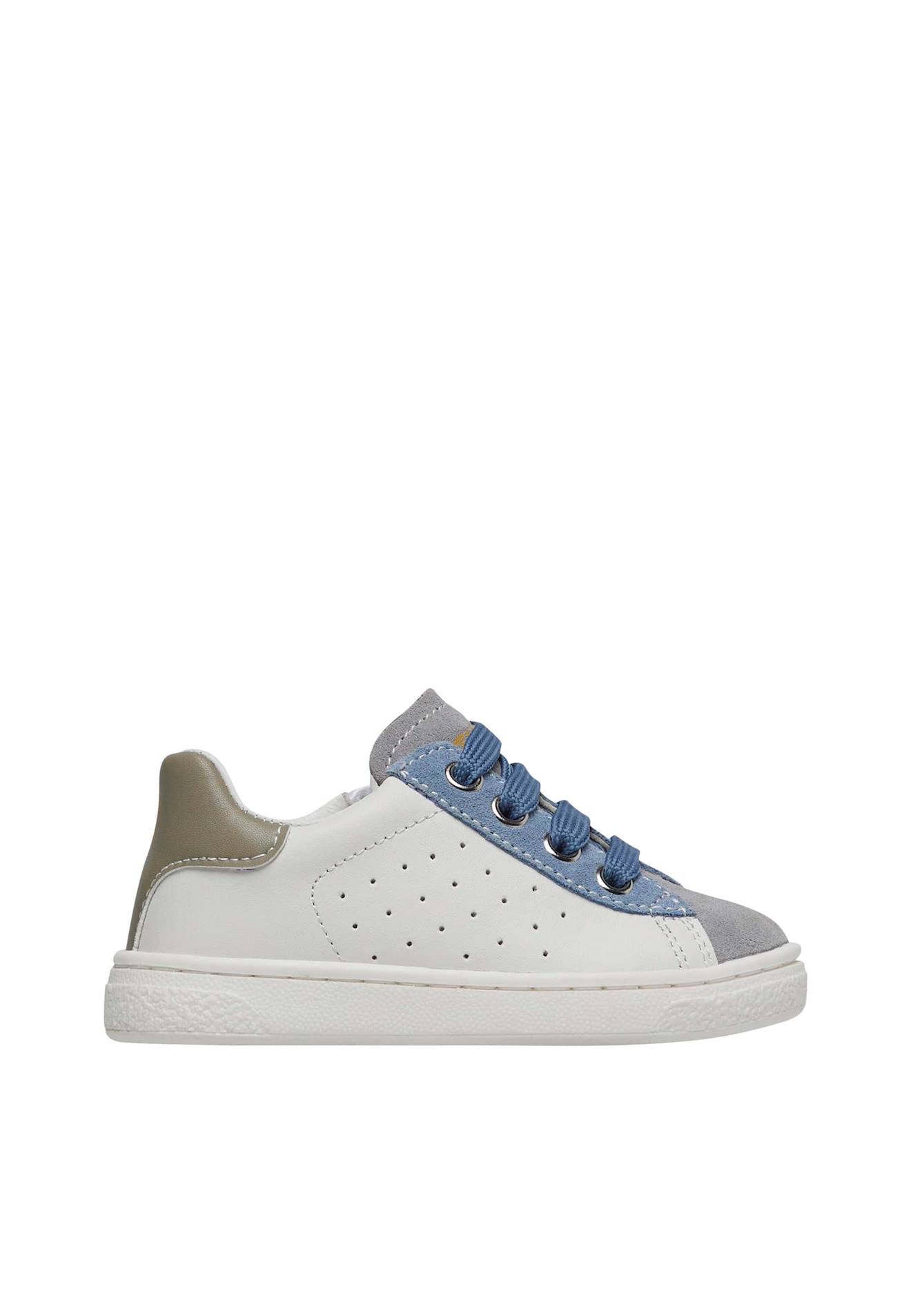 Baskets En Cuir Et Suède Hasselt 2 Zip. Blanc-bleu