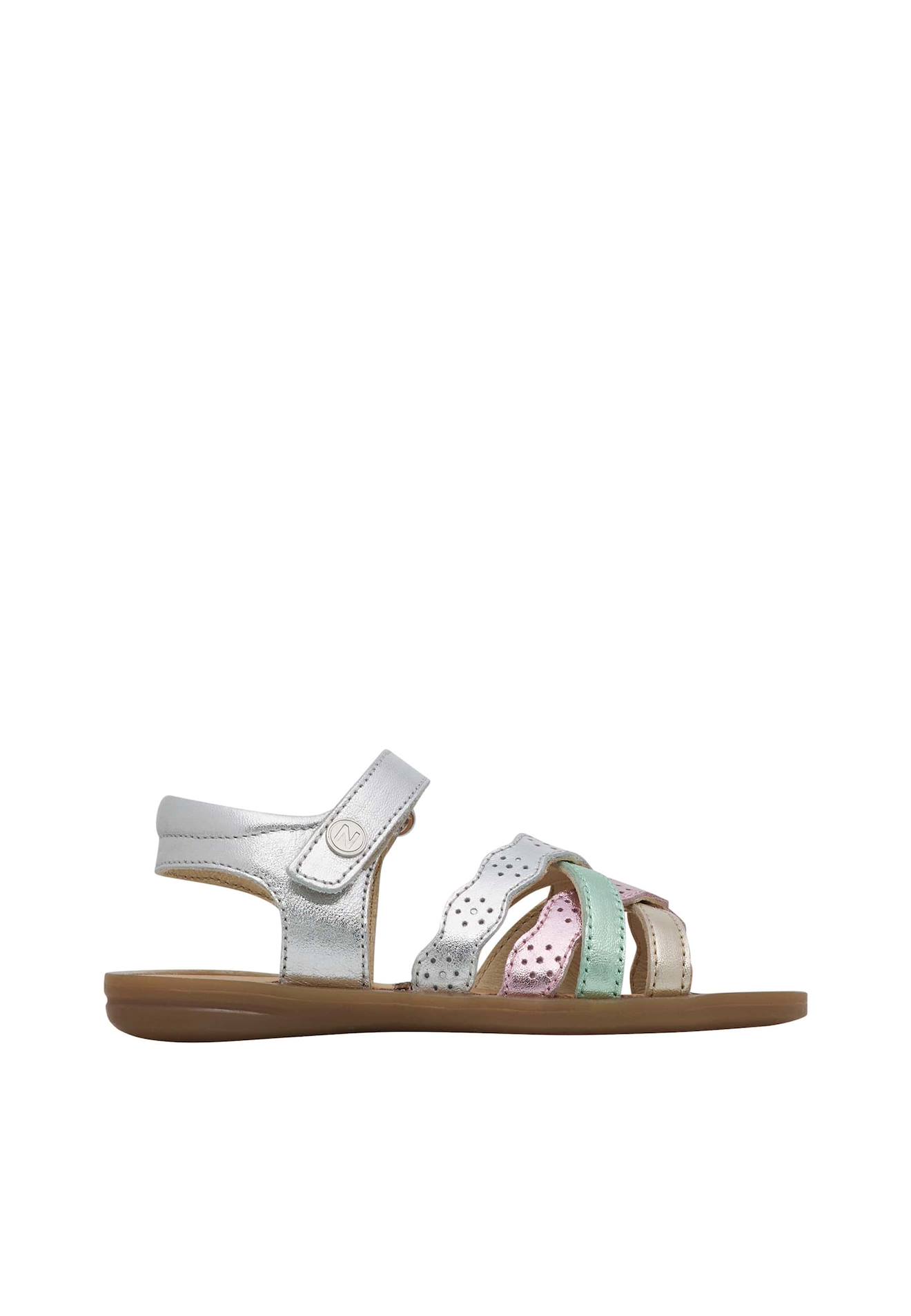 Sandales En Cuir Laminé Lanu Argent