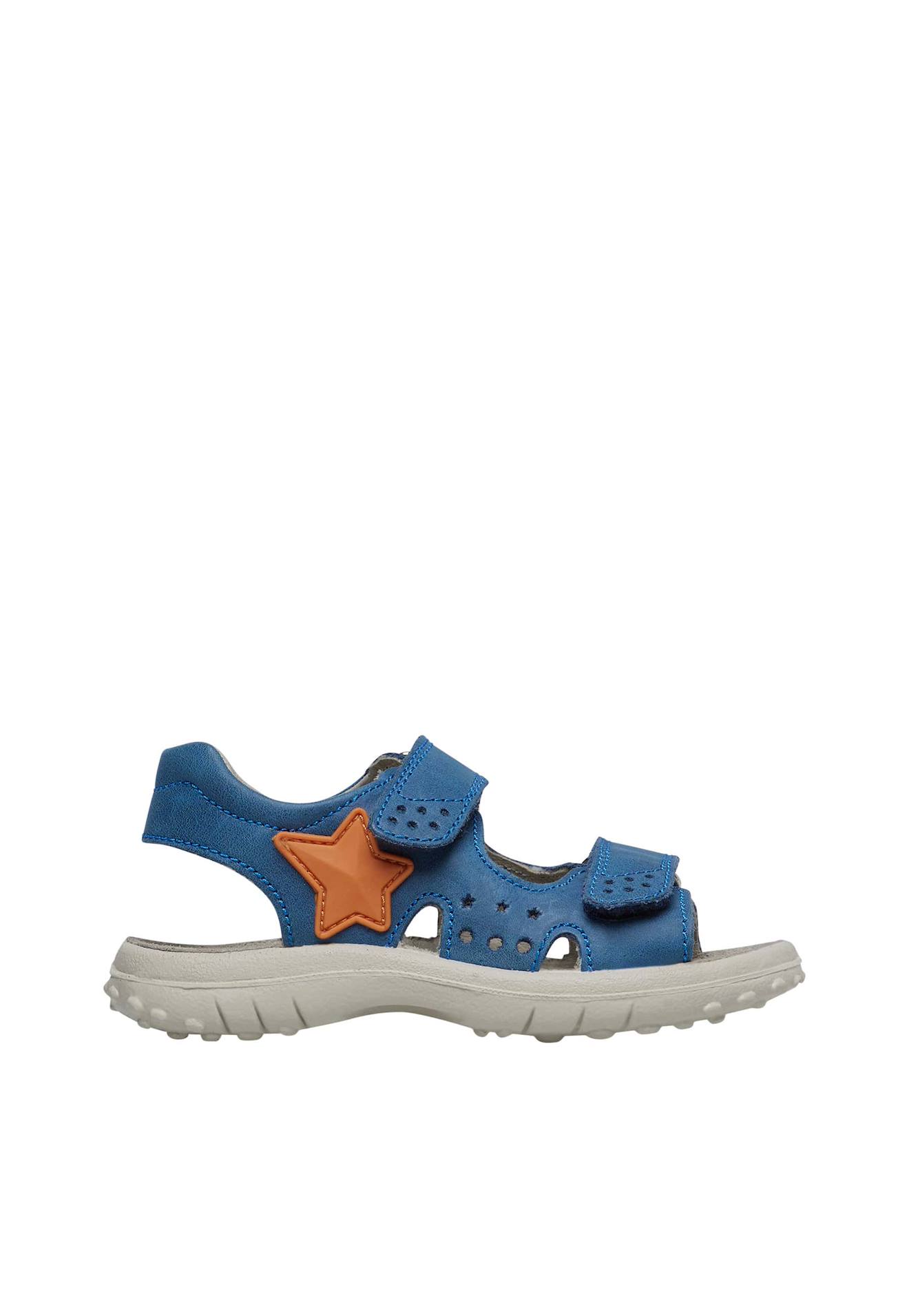 Sandales En Cuir Avec Étoile Dock Bleu Ciel-orange