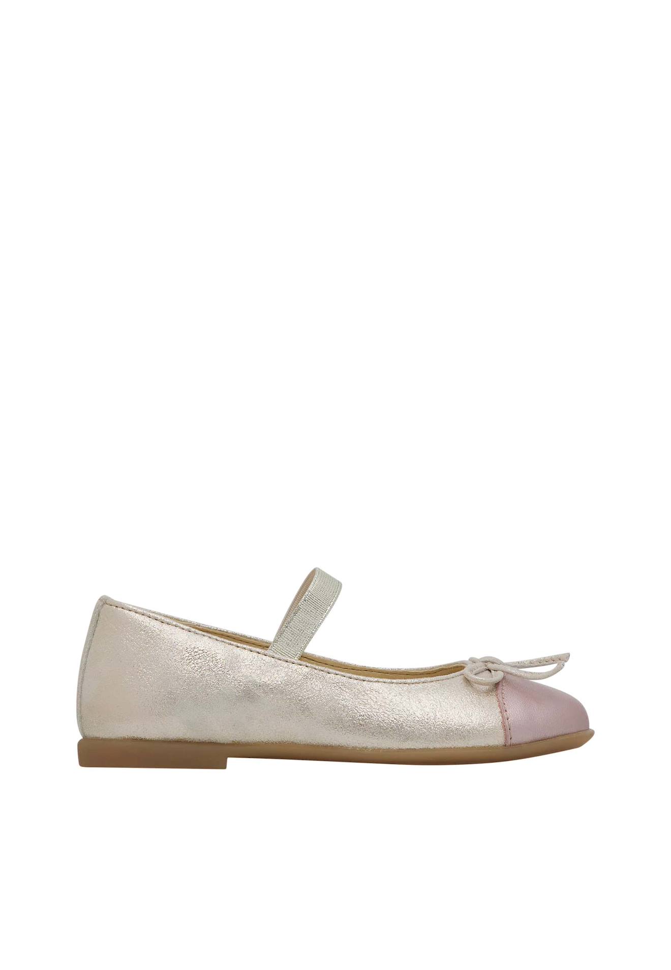 Ballerines En Cuir Laminé Croise' Tip Platine