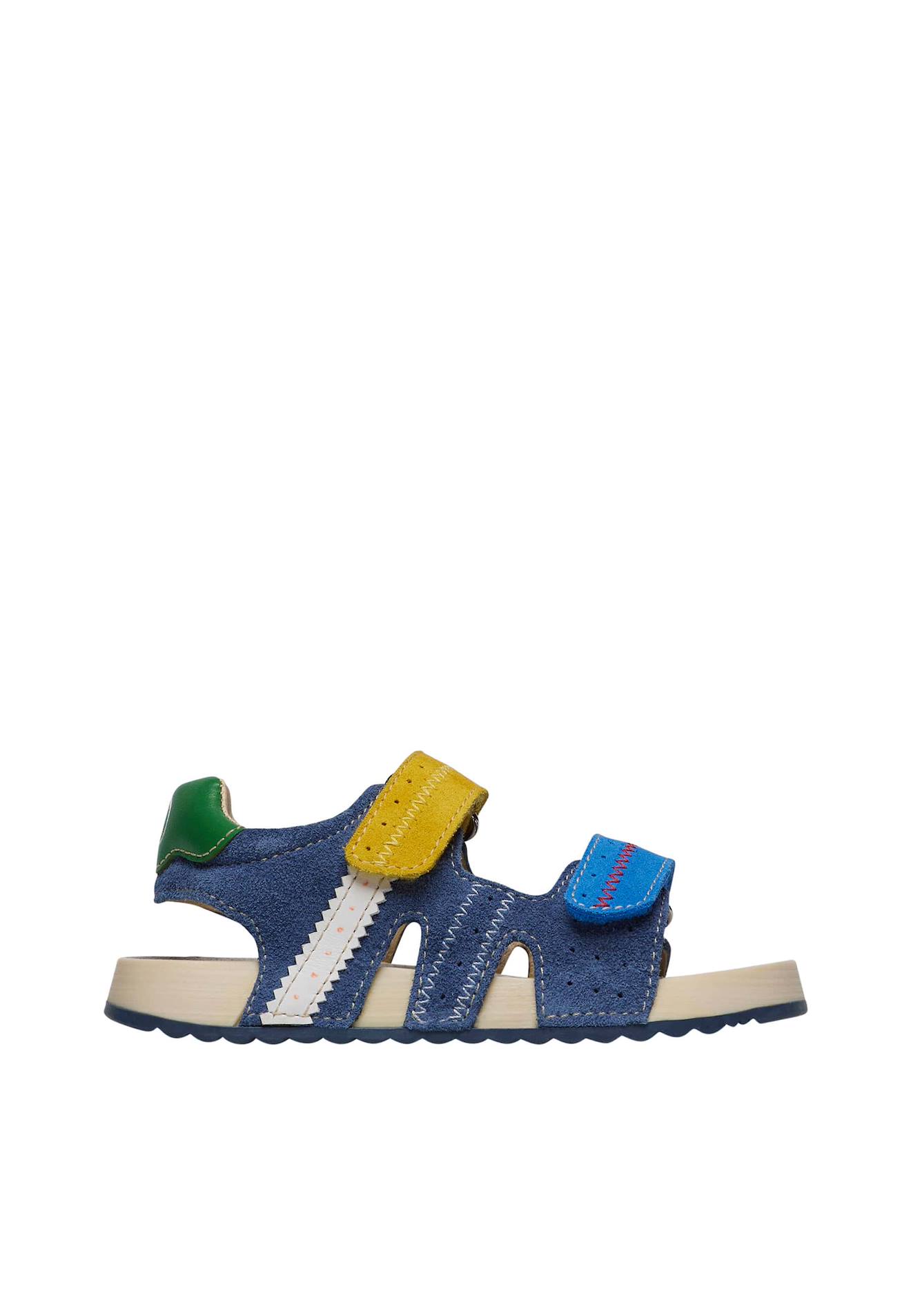 Sandales En Suède Et Cuir Sihur. Bleu-jaune