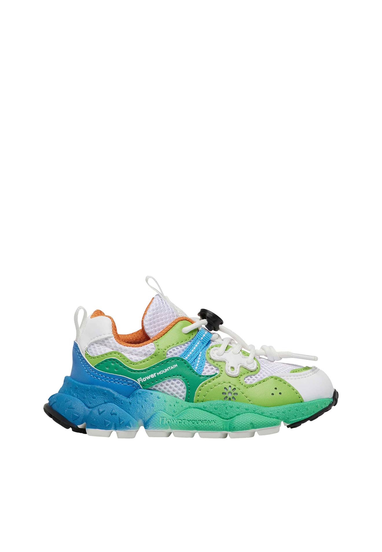 Baskets En Similicuir Et Tissu En Mesh Yamano 3 Junior. Blanc-vert