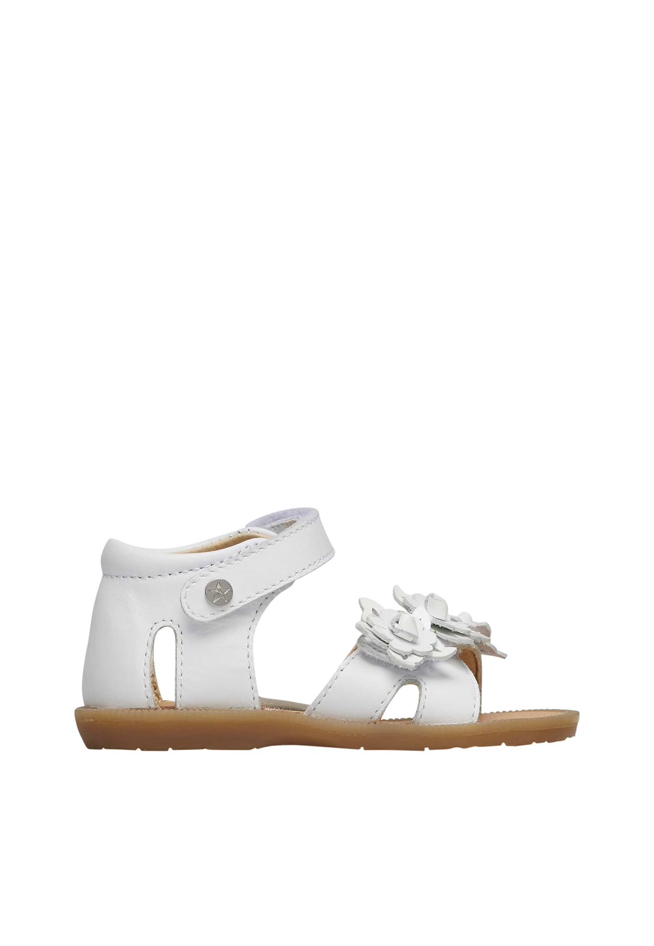 Sandales En Cuir Avec Fleurs Appliquées Flari Blanc