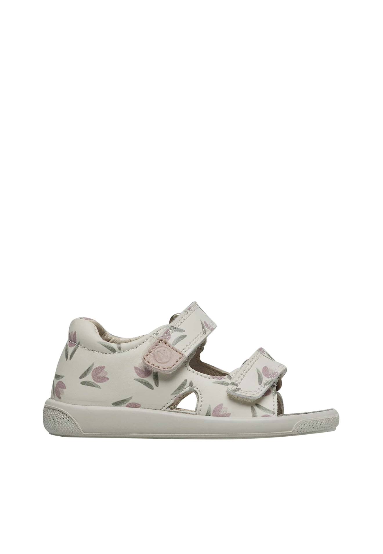 Sandales En Cuir Avec Imprimé Tulipes July Blanc