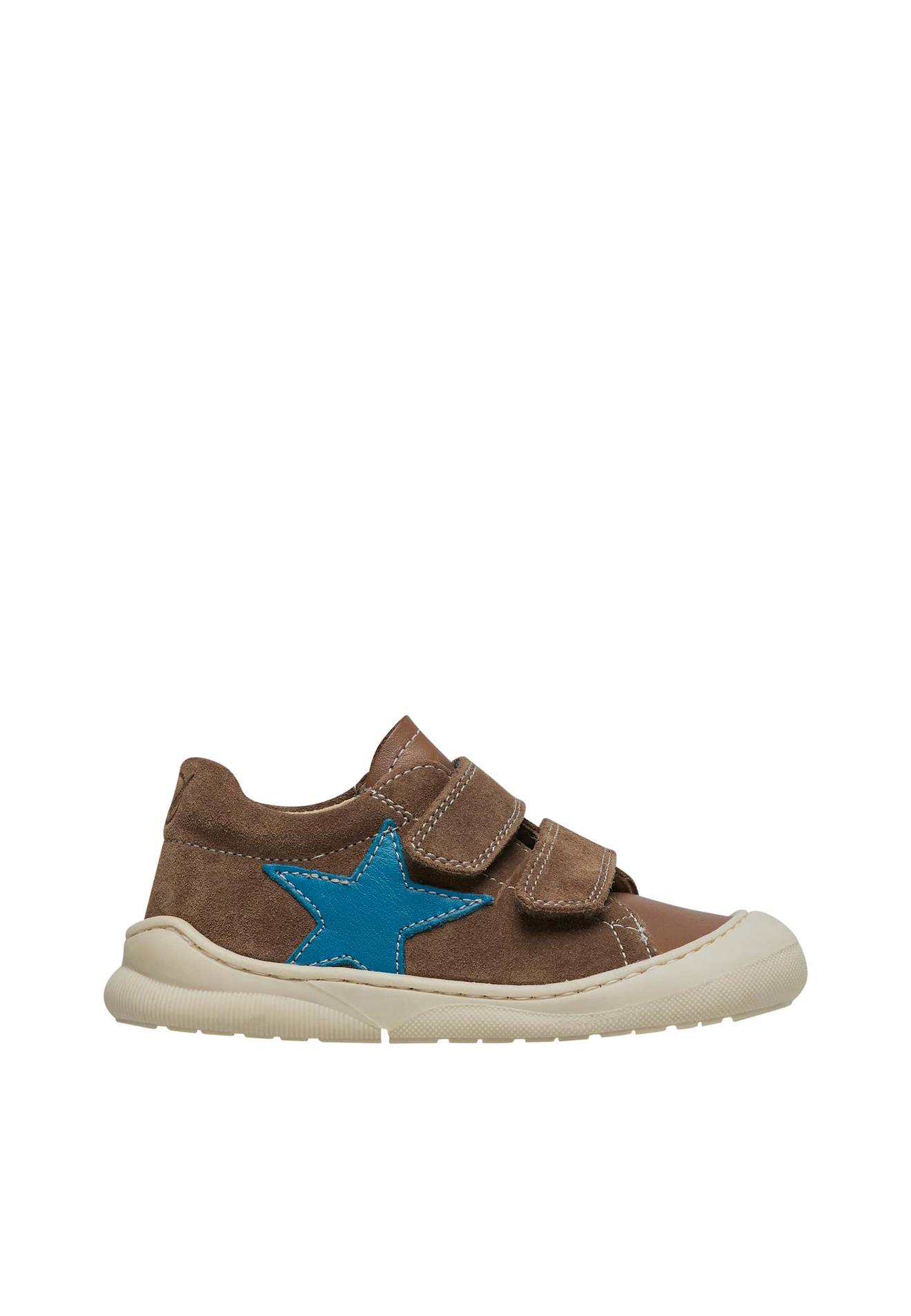 Chaussures Premiers Pas En Cuir Et Suède Babe 2 Blanc-brun