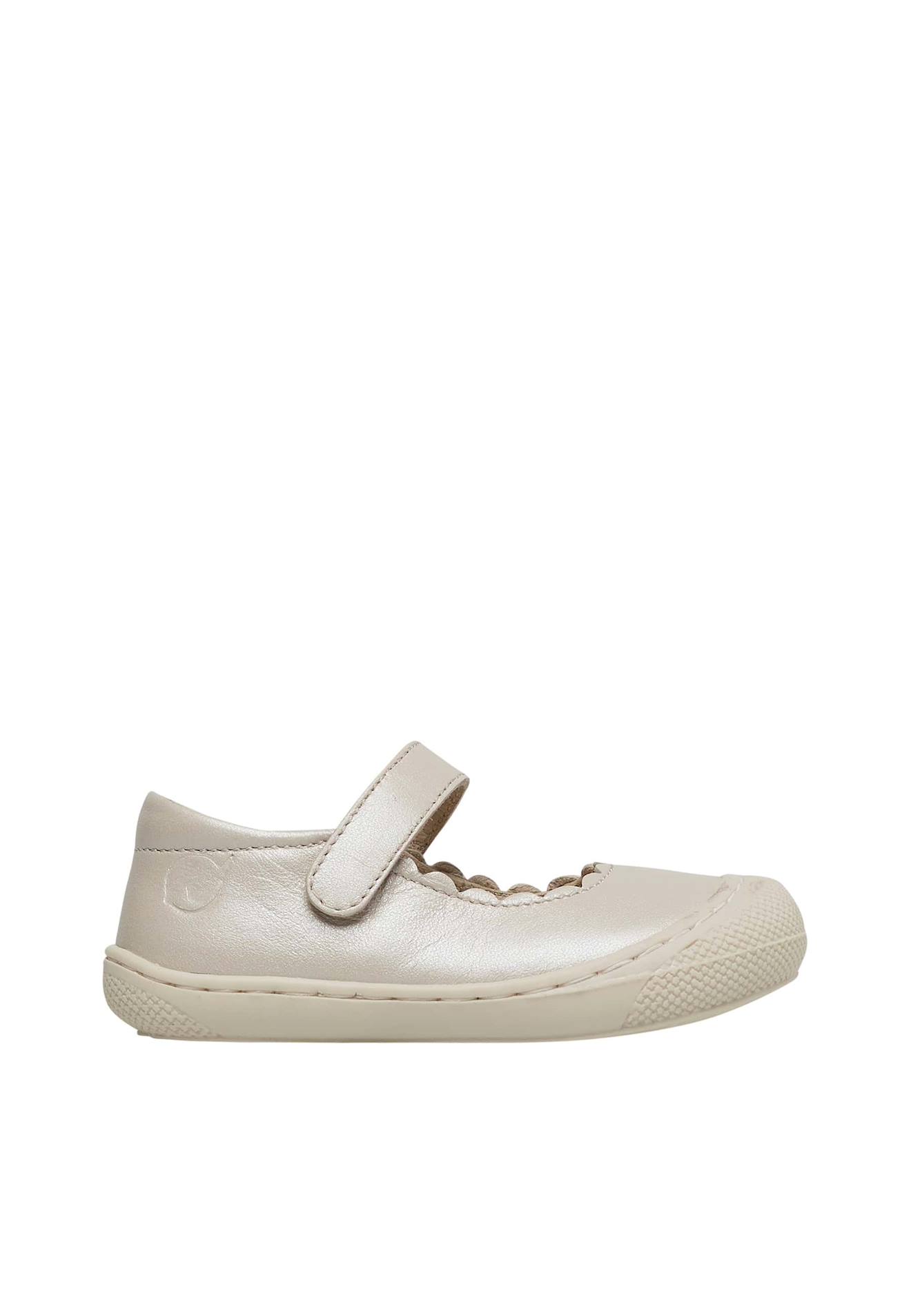 Ballerines Premiers Pas En Cuir Avec Sangle Dorsia Blanc Crème