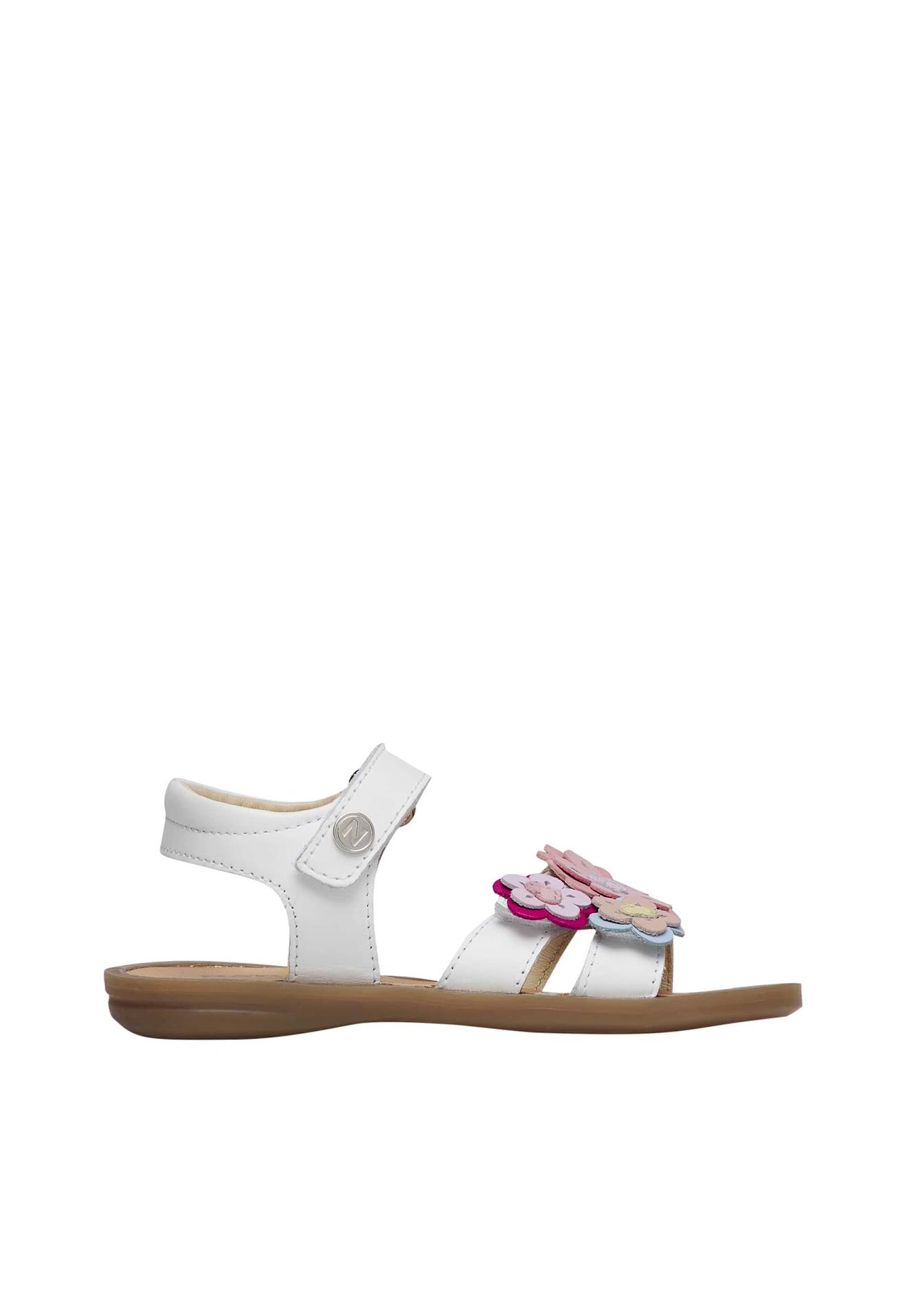 Sandales En Cuir Avec Fleurs Appliquées Masoun Blanc