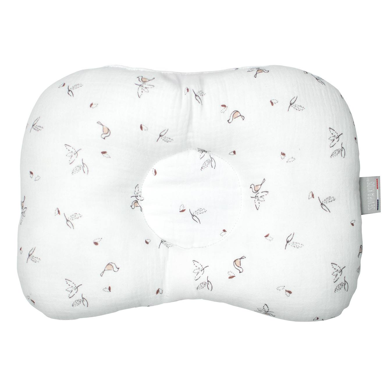 Coussin Cale-tête Ergonomique En Gaze De Coton Melody Melody, Blanc Imprimé Minimali