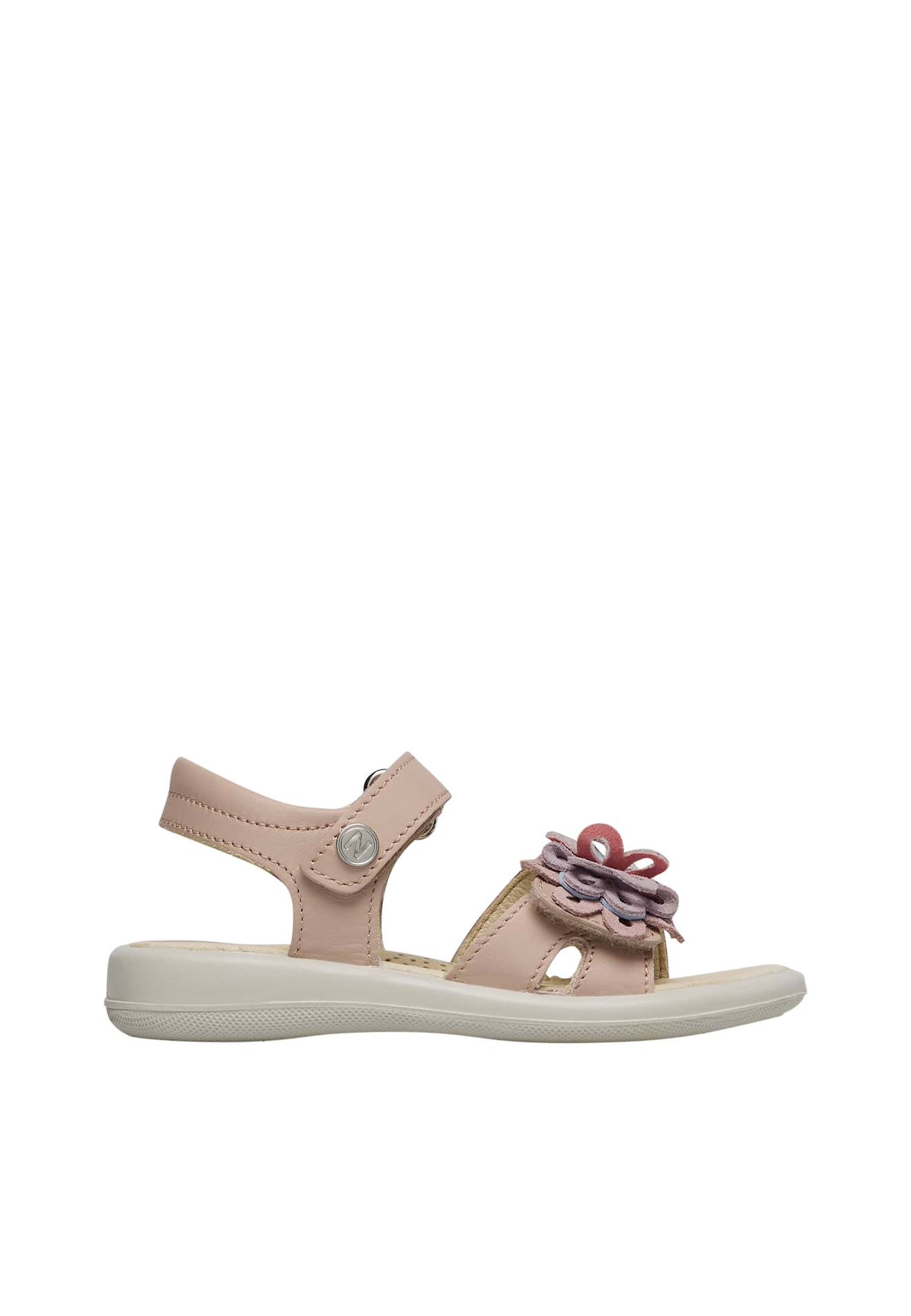 Sandales En Cuir Avec Fleurs Appliquées Sawana Rose Clair