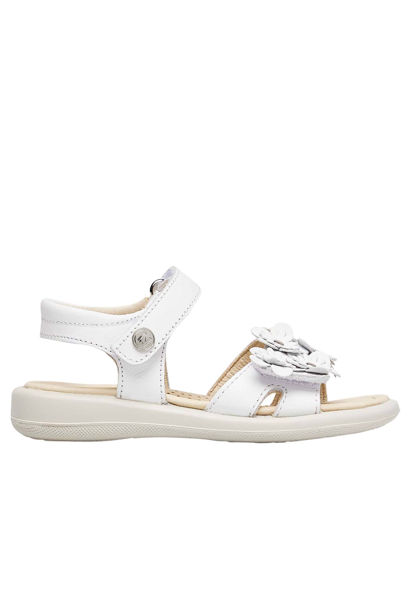 Sandales En Cuir Avec Fleurs Appliquées Brahma Blanc