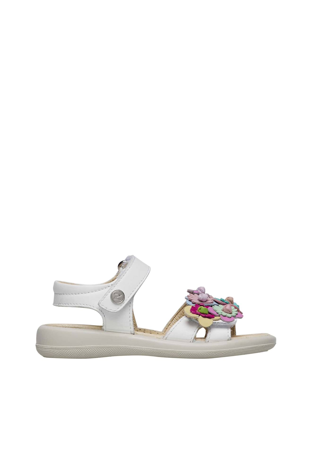 Sandales En Cuir Avec Fleurs Appliquées Brahma Blanc