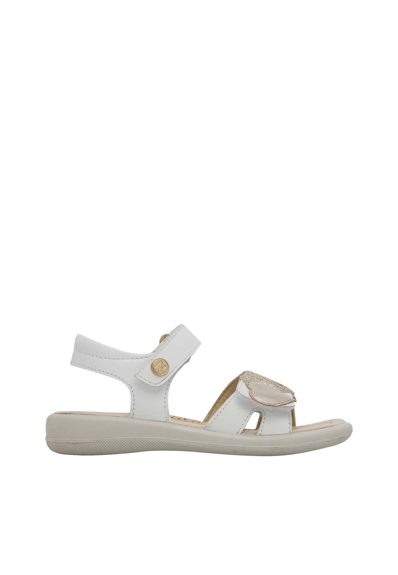 Sandales En Cuir Avec Coeur Nives Blanc-platine