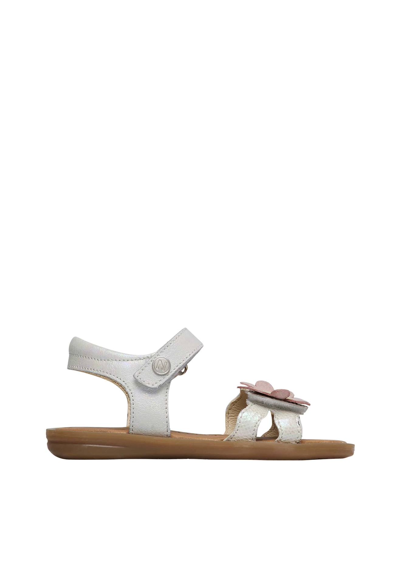 Sandales En Cuir Avec Fleurs Appliquées Arisle Blanc-rose