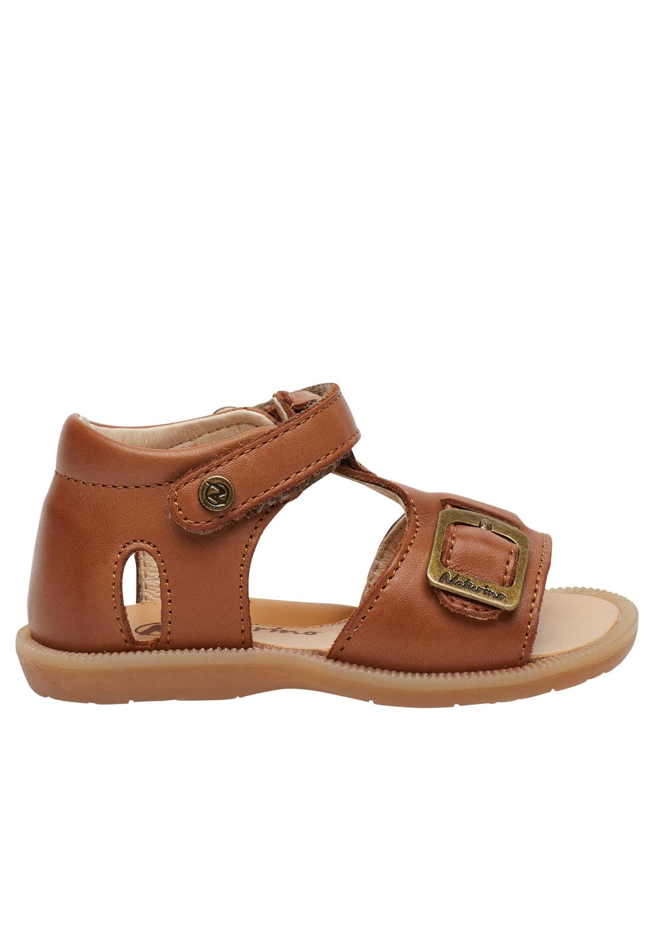 Sandales En Cuir À Scratch Quarzo Marron