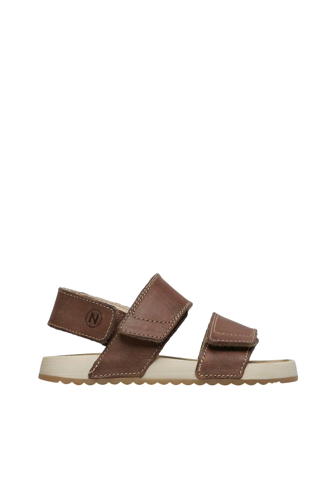 Sandales En Cuir Avec Double Fermeture Scratch Holkas. Marron