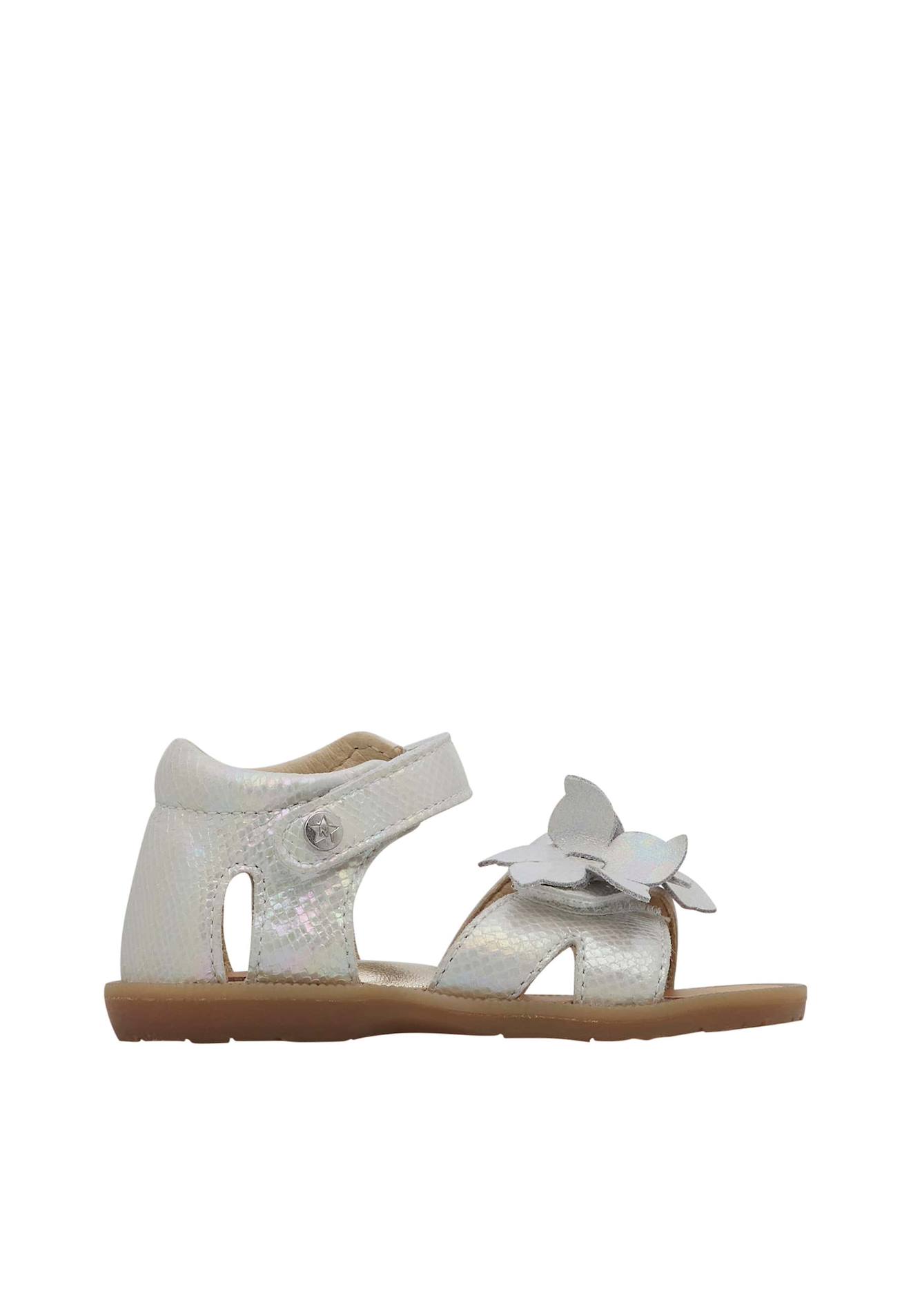Sandales En Cuir Avec Fleurs Appliquées Prava Blanc-argenté