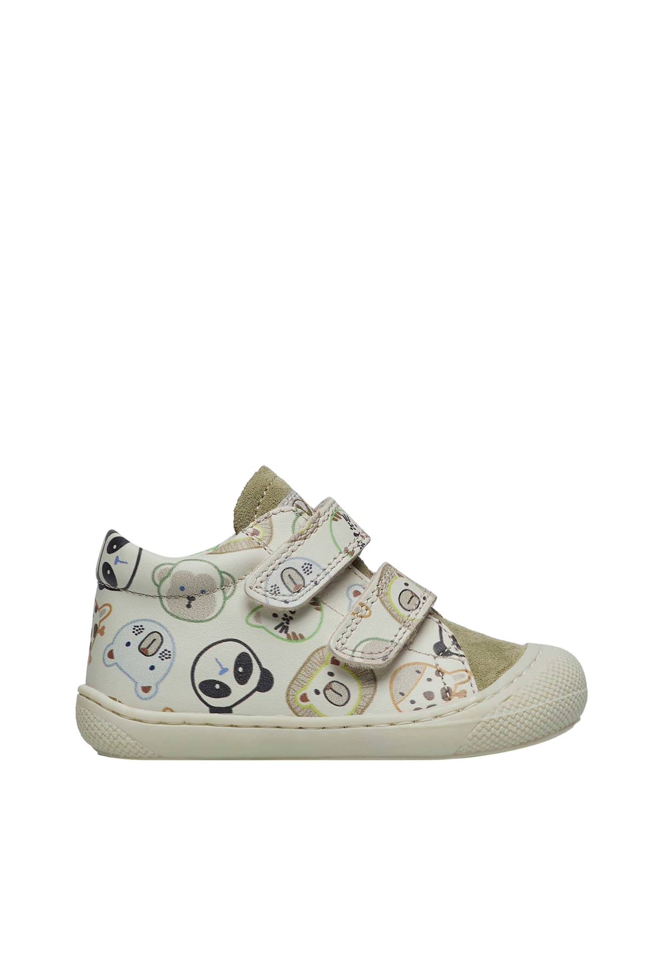 Chaussures Premiers Pas En Cuir Avec Imprimé Animaux Cocoon Vl Blanc-beige