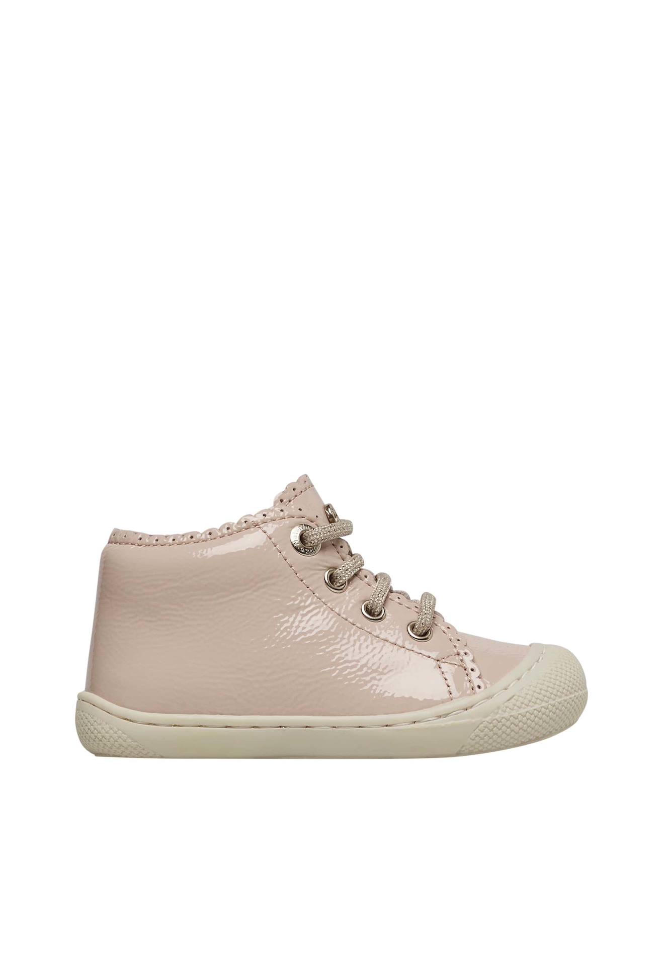 Chaussures Premiers Pas En Cuir Verni Cottins Rose Poudré