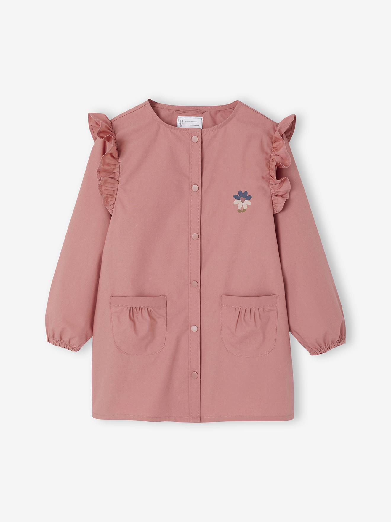 Tablier personnalisable MARGOT uni fille vieux rose