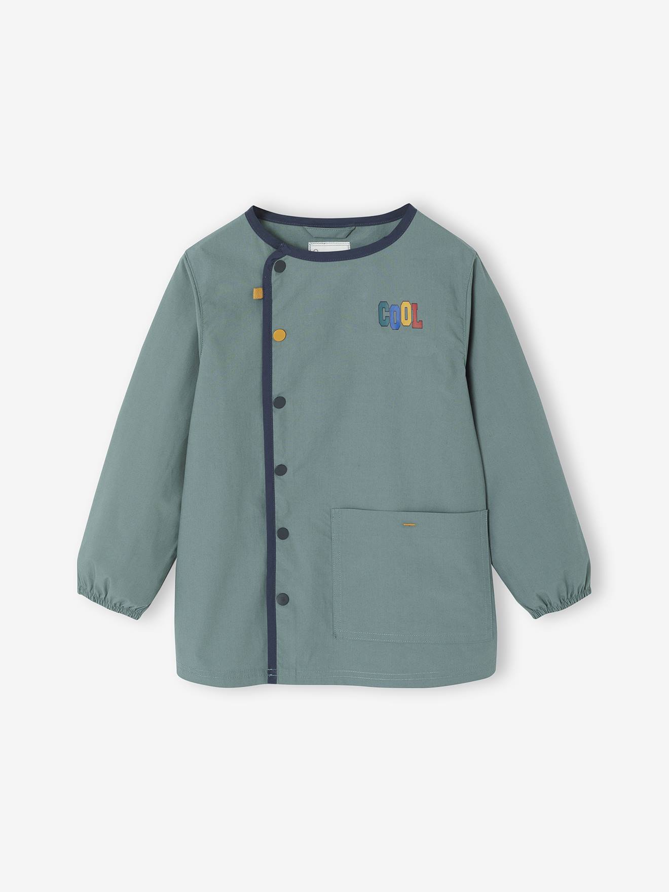 Vertbaudet - Tablier Cool school personnalisable garçon vert sauge